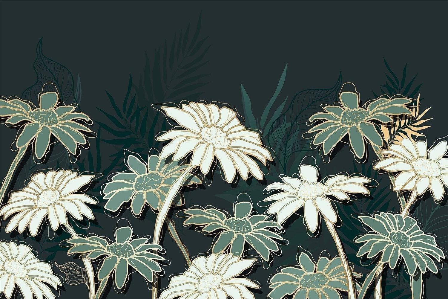 Elegant lea floral design - "flora" wallpaper mural-inequal final