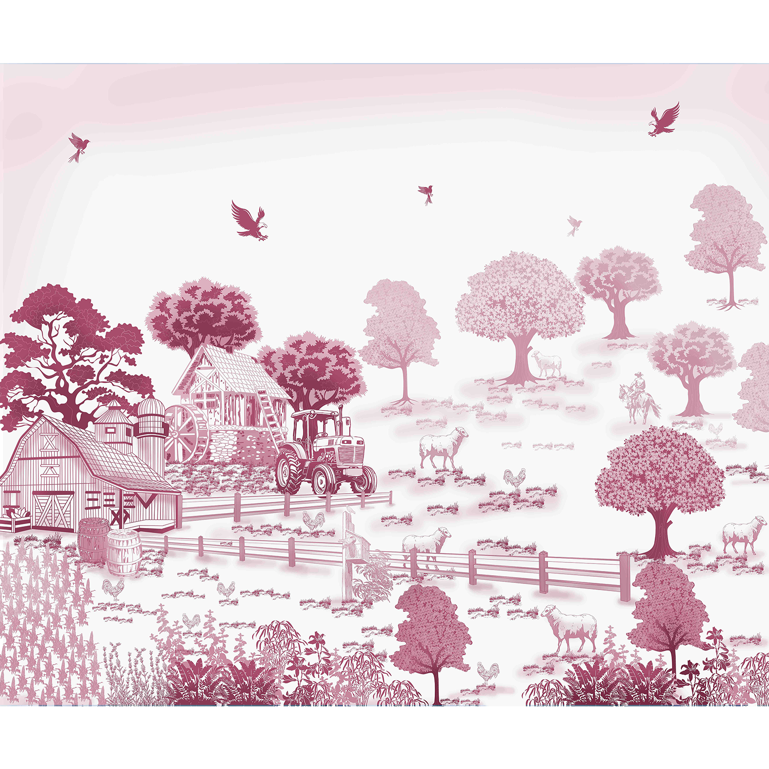 ["art" wallpaper design in pink - mural-equal final