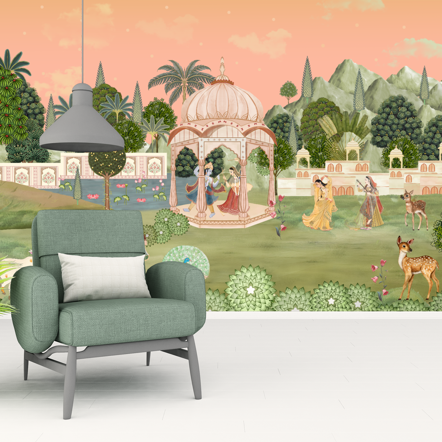 Regal Mughal Garden Wallpaper – Timeless Royal Charm