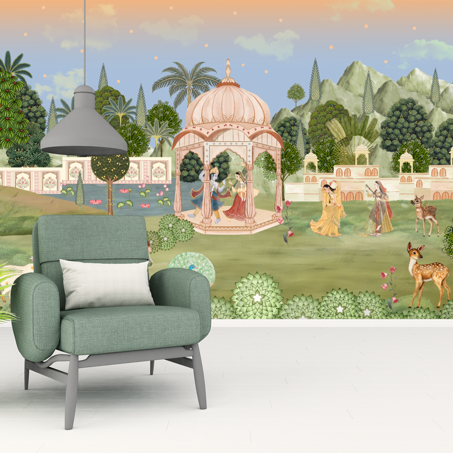 Regal Mughal Garden Wallpaper – Timeless Royal Charm