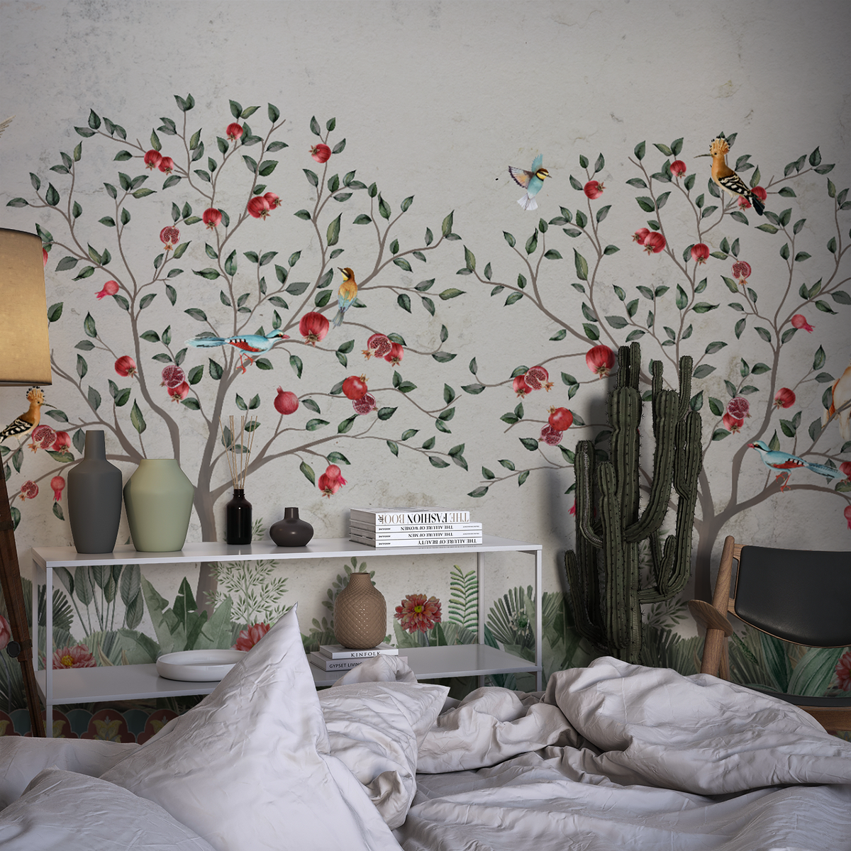 Pomegranate Orchard Wall Mural – Luxury Botanical Garden Scene – The ...