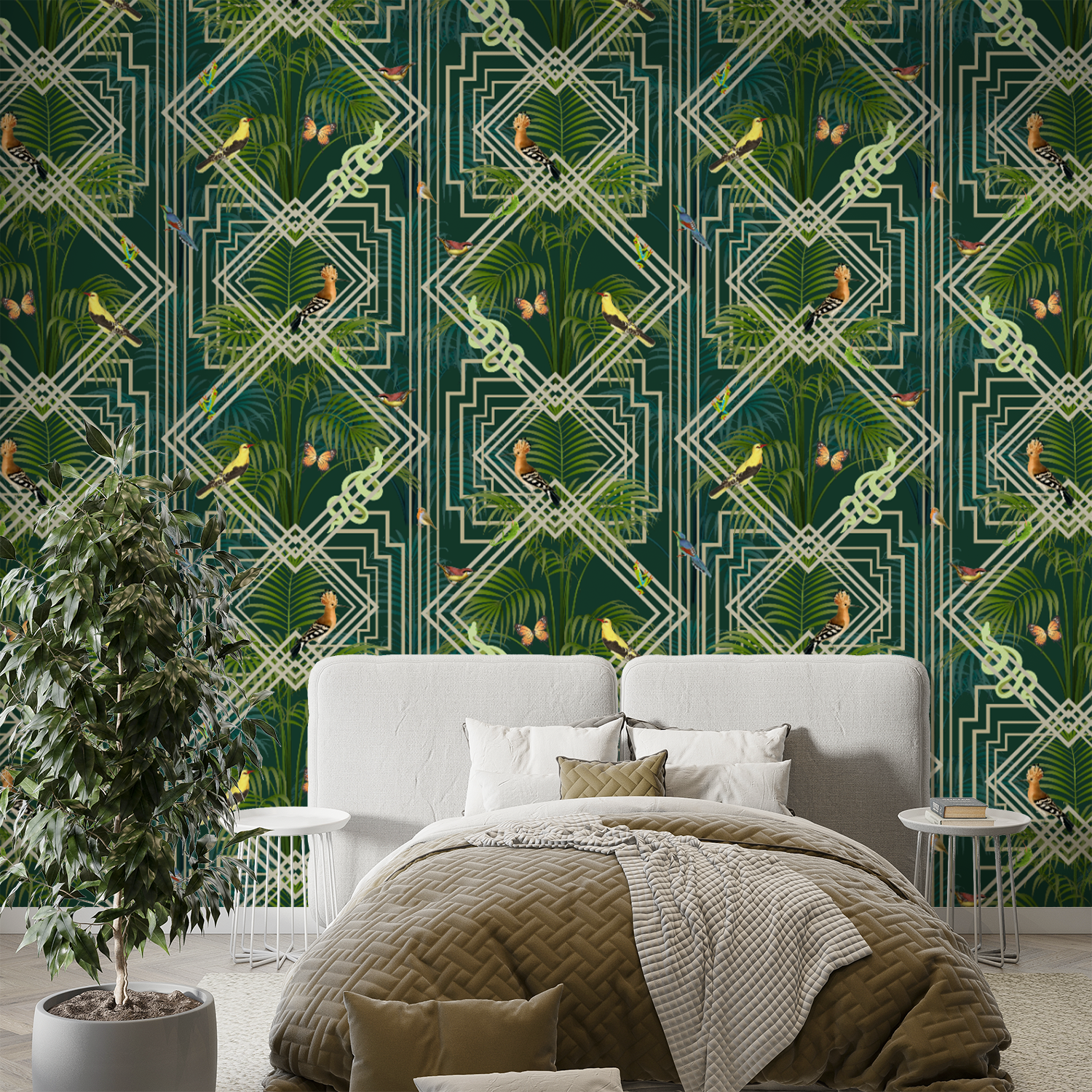 Art Deco Jungle Noir Wallpaper