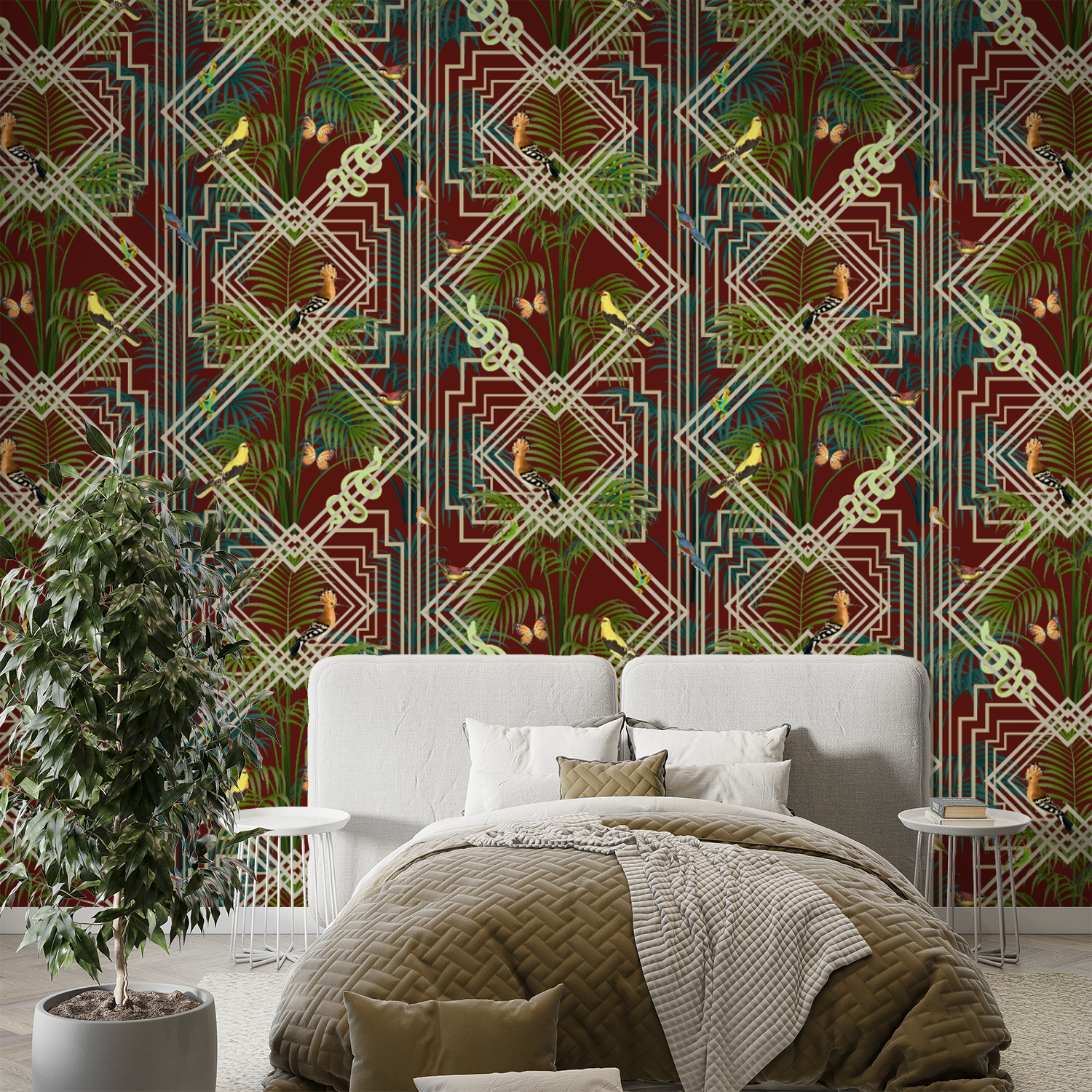 Art Deco Jungle Noir Wallpaper