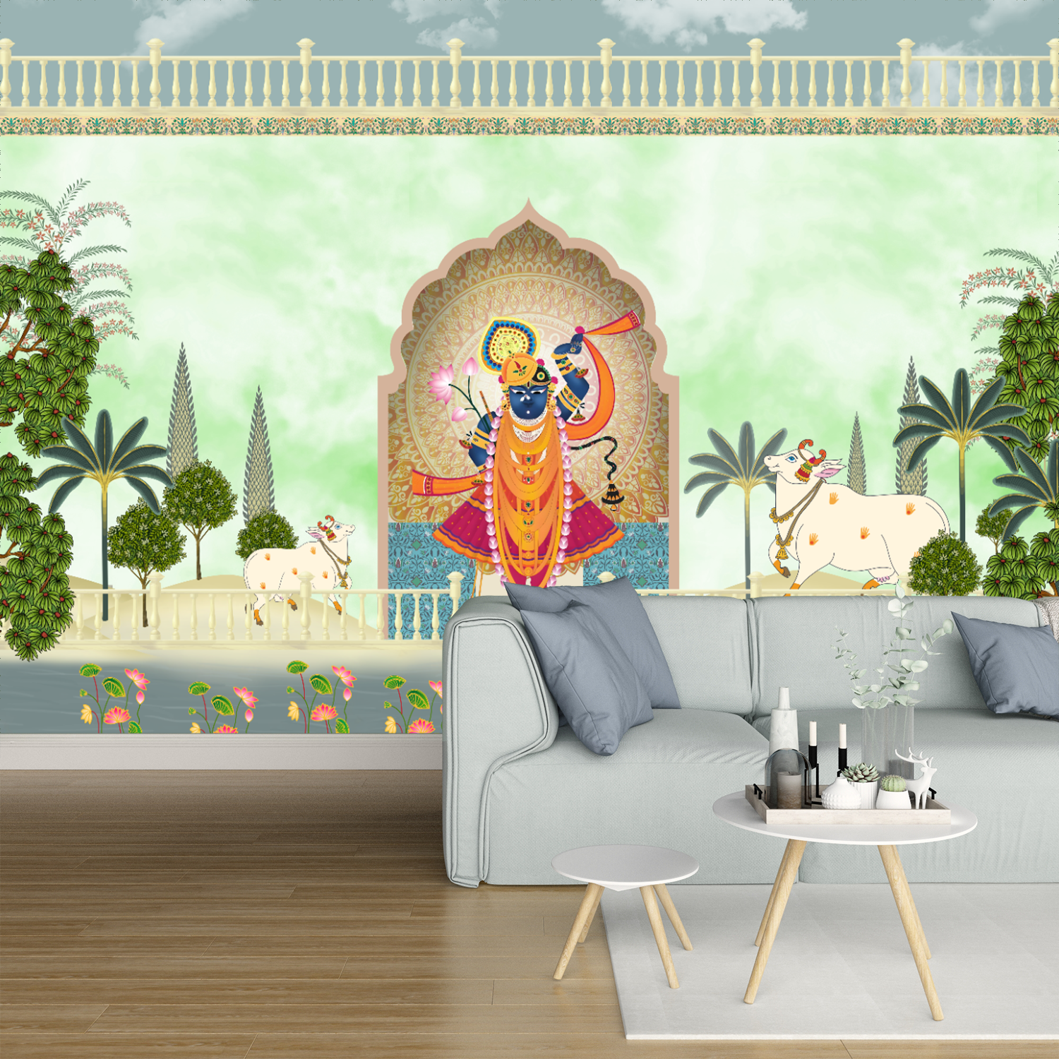 Pichwai Krishna Divine Mural Wallpaper