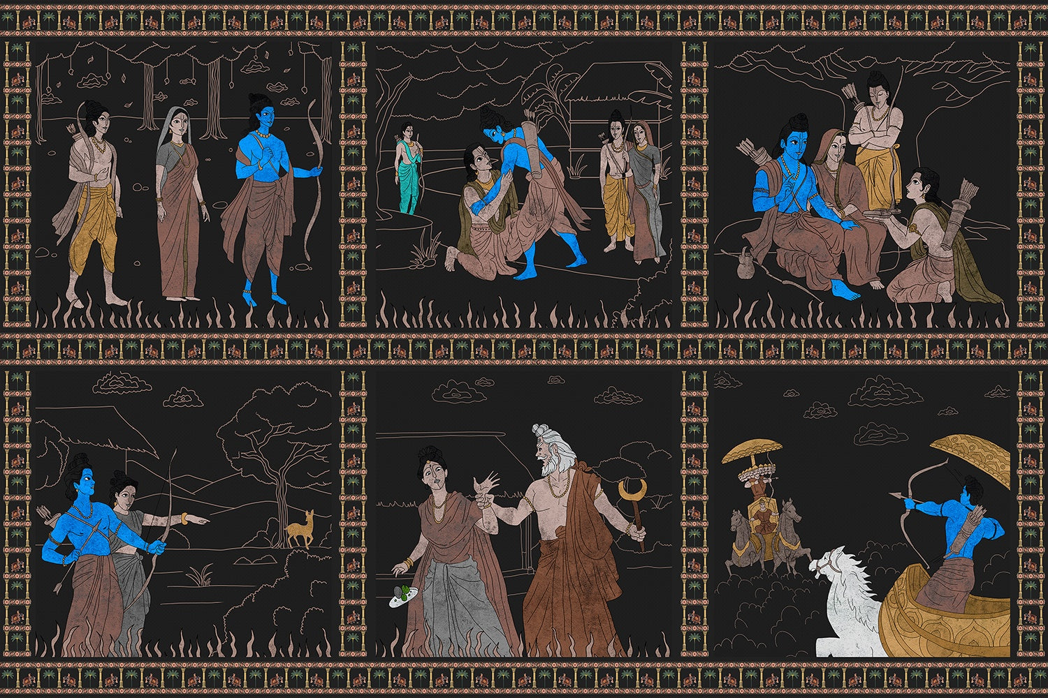 "Ramayan Katha Chitran timeless mythological lea - "religion" wallpaper mural-inequal final"