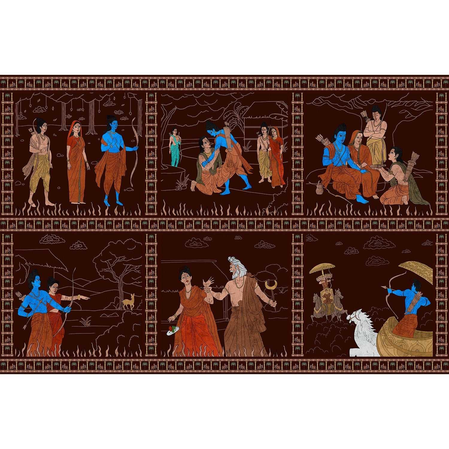 "Ramayan Katha Chitran timeless mythological lea - religion wallpaper mural-equal final"