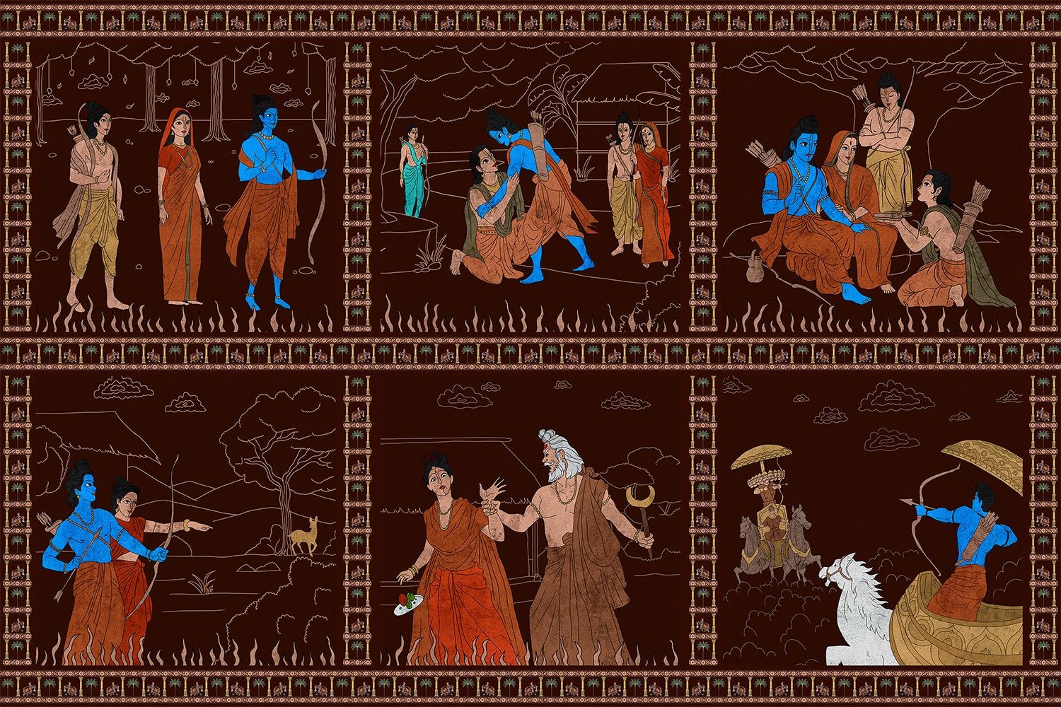 "Ramayan Katha Chitran timeless mythological lea - "religion" wallpaper mural-inequal final"