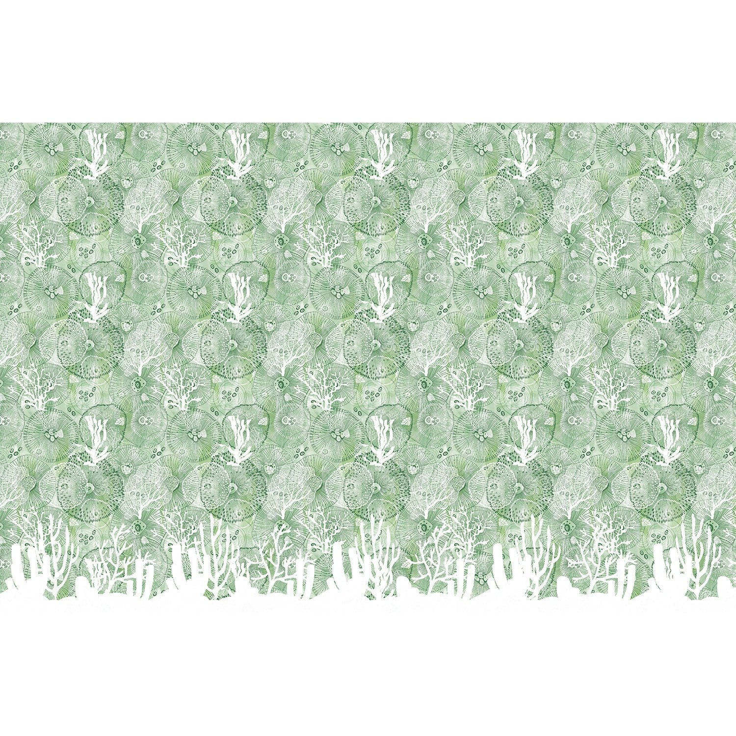 Turquoise blue damask pattern with white coral branches and delicate marine botanical motifs - view 14 - final