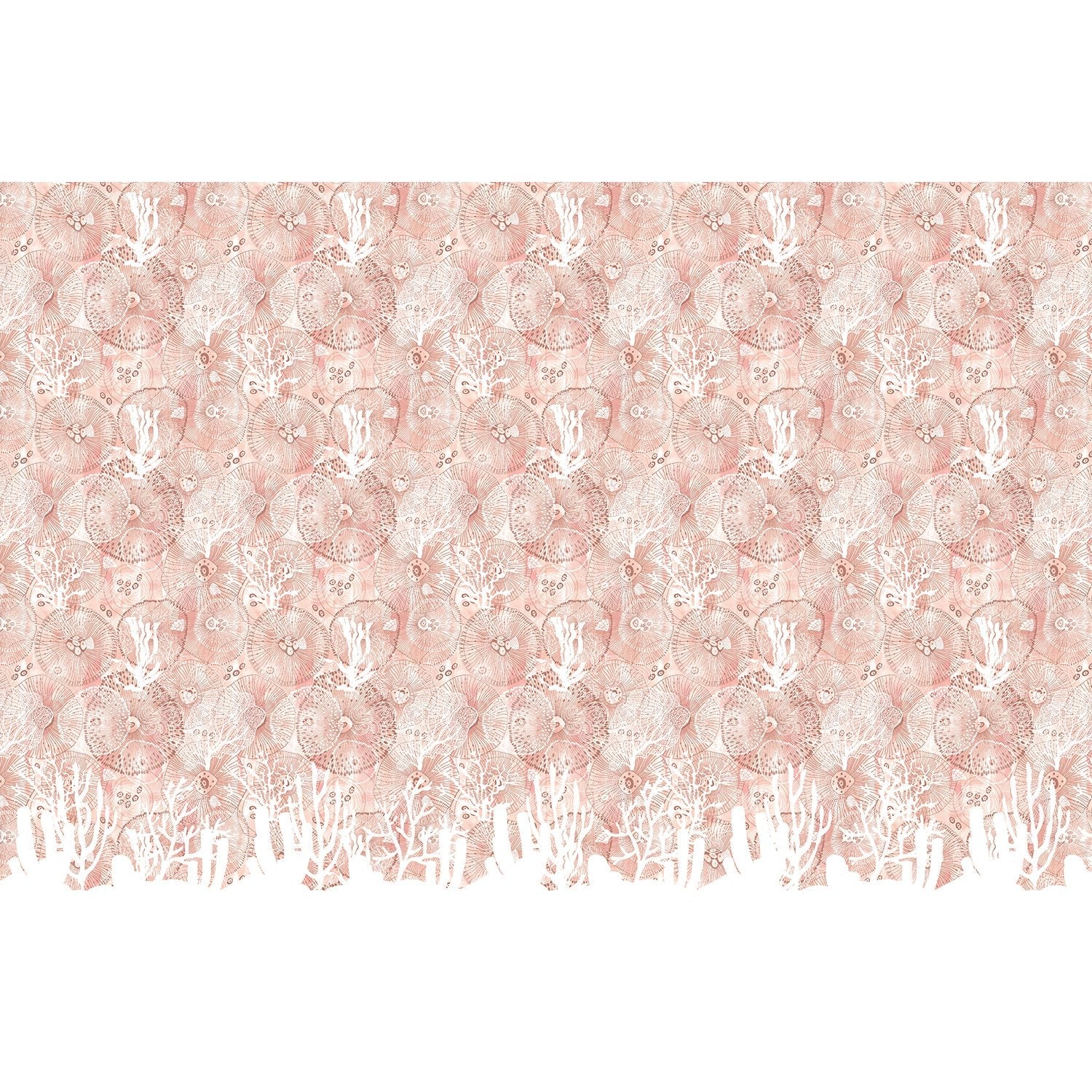 Turquoise blue damask pattern with white coral branches and delicate marine botanical motifs - view 21 - final