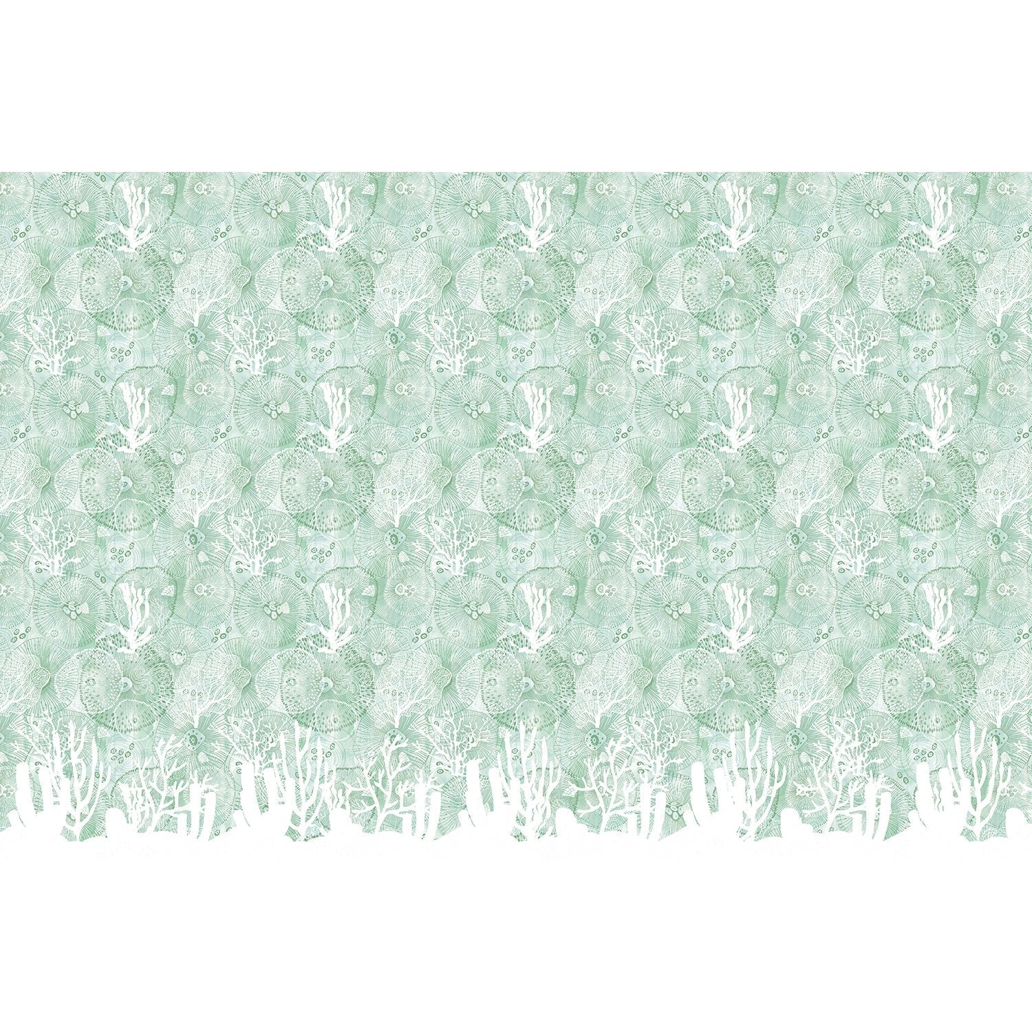 Turquoise blue damask pattern with white coral branches and delicate marine botanical motifs - view 27 - final