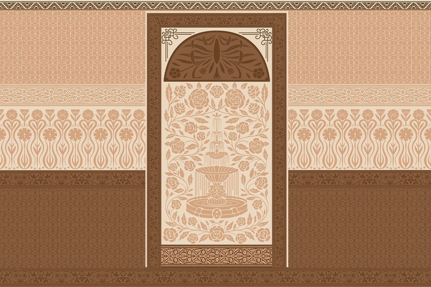 "Elegant european fountain lea - european wallpaper mural-inequal final"