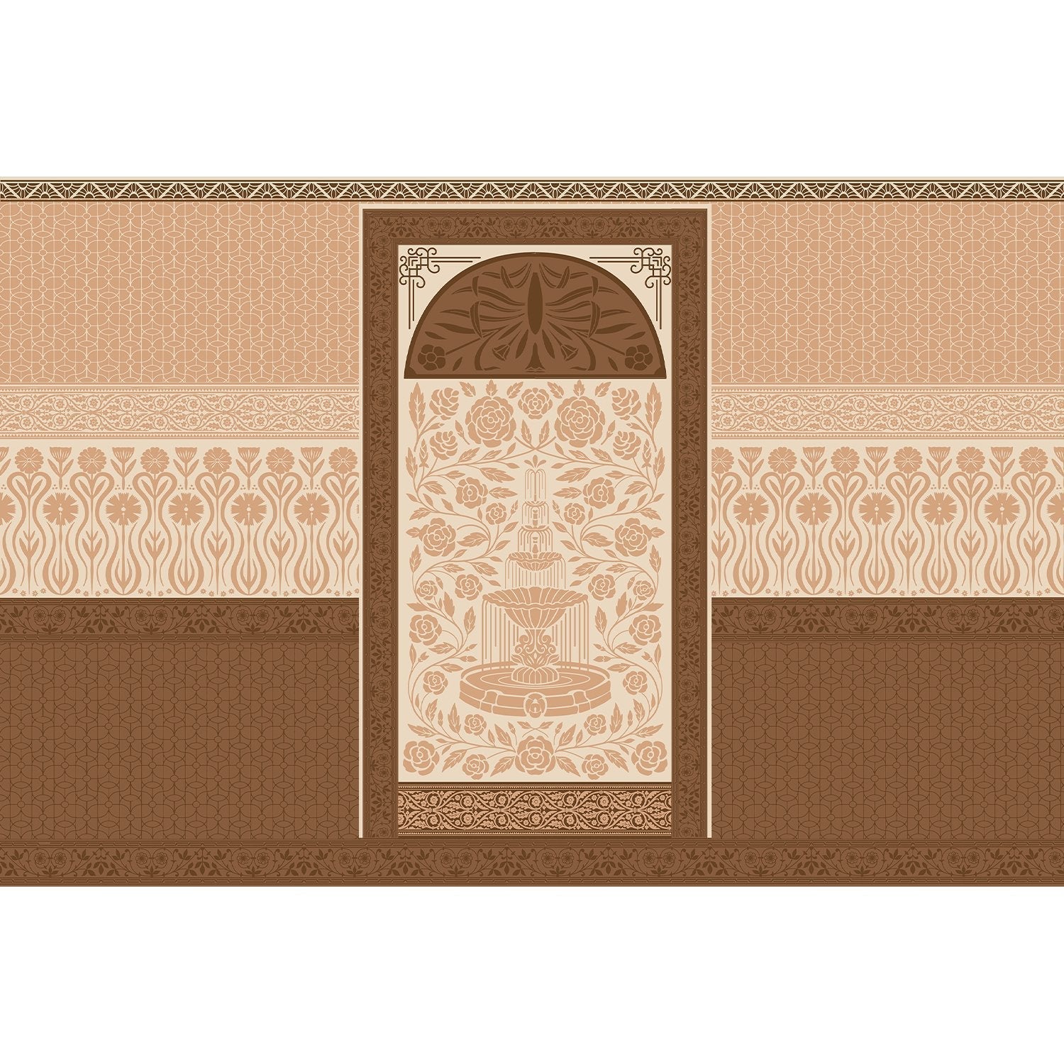 Elegant European fountain lea - "european" wallpaper mural-equal final