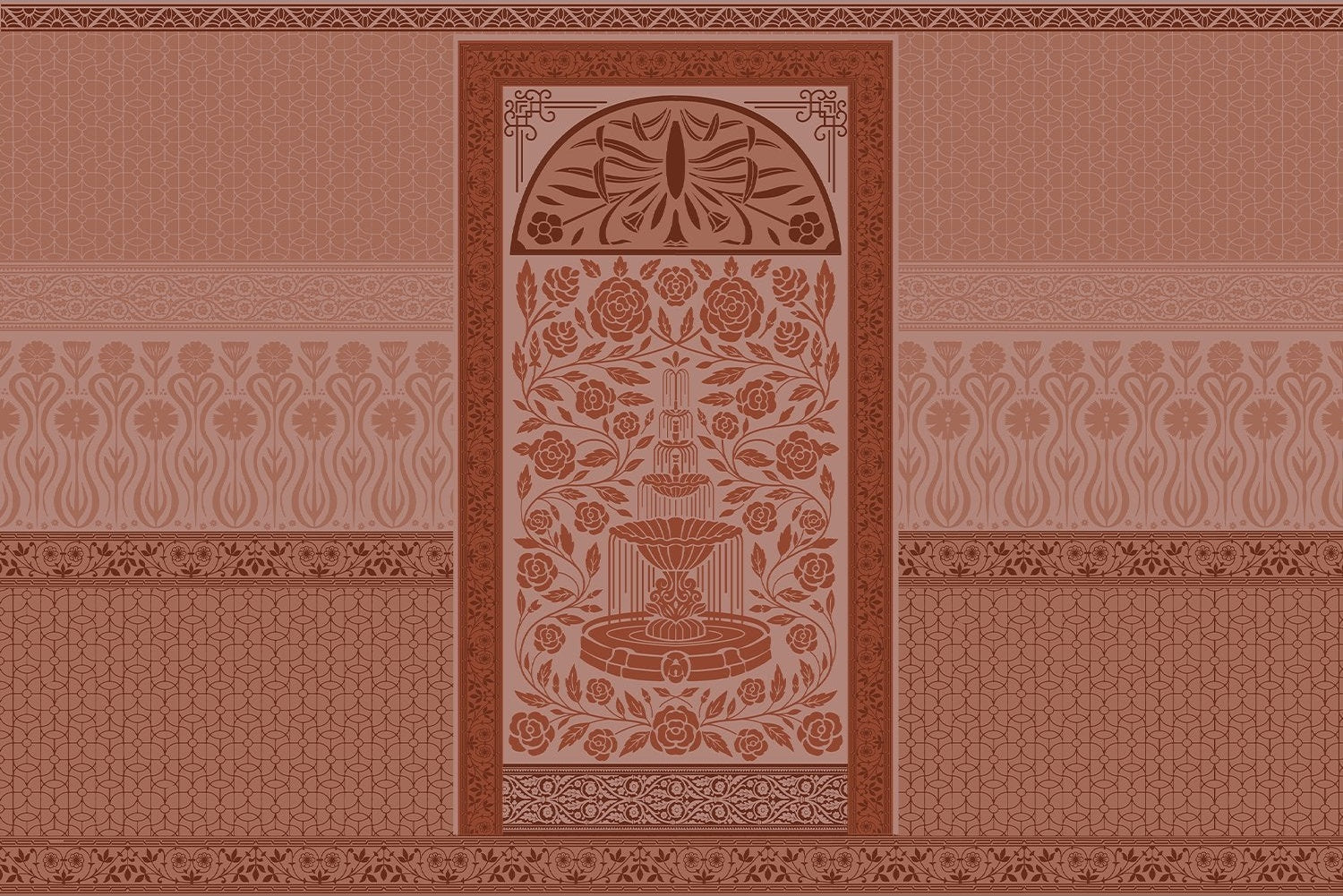 "Elegant european fountain lea - european wallpaper mural-inequal final"