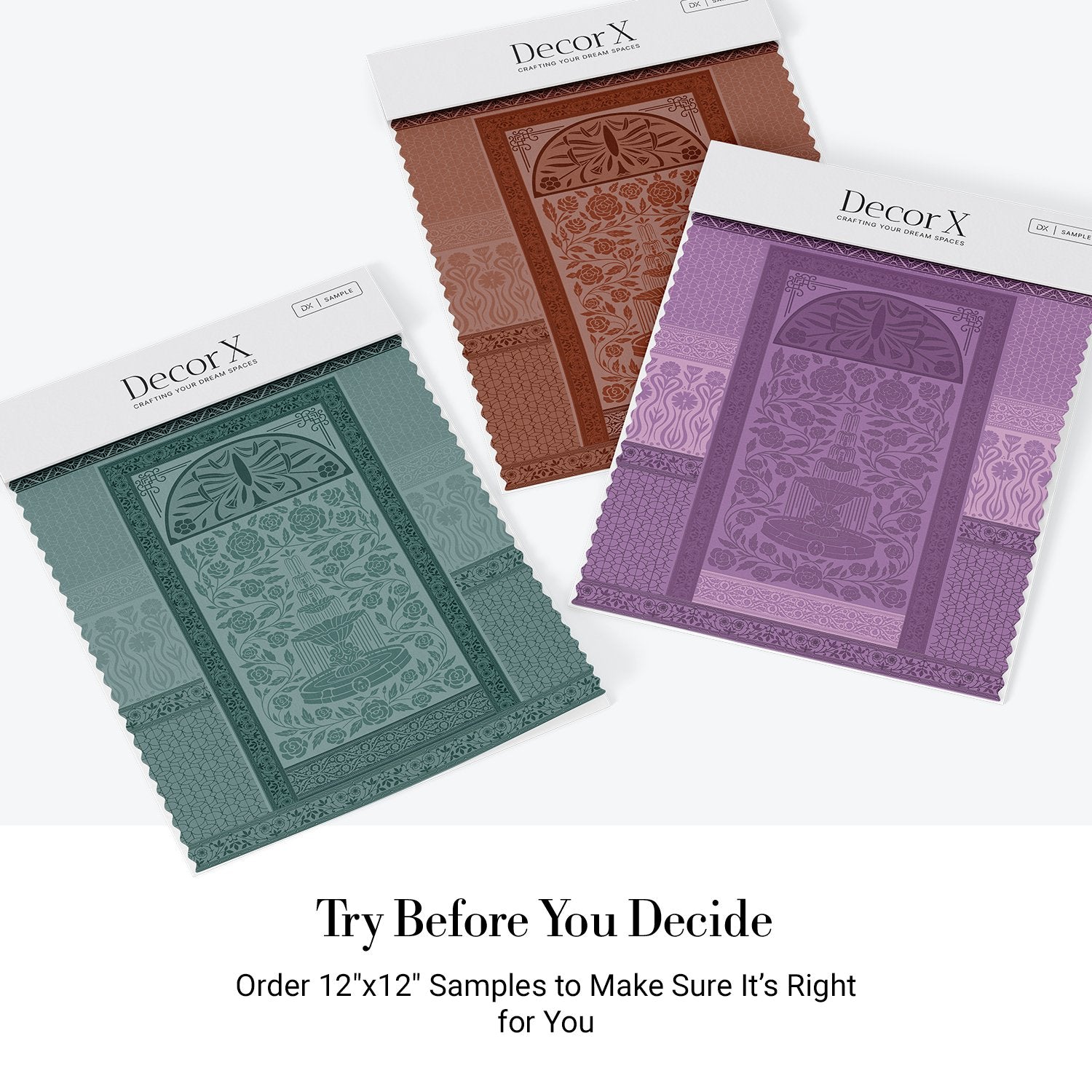 Ornate Art Nouveau fountain panel with symmetrical rose design in serene sage green tones - view 19 - final all-groups samples