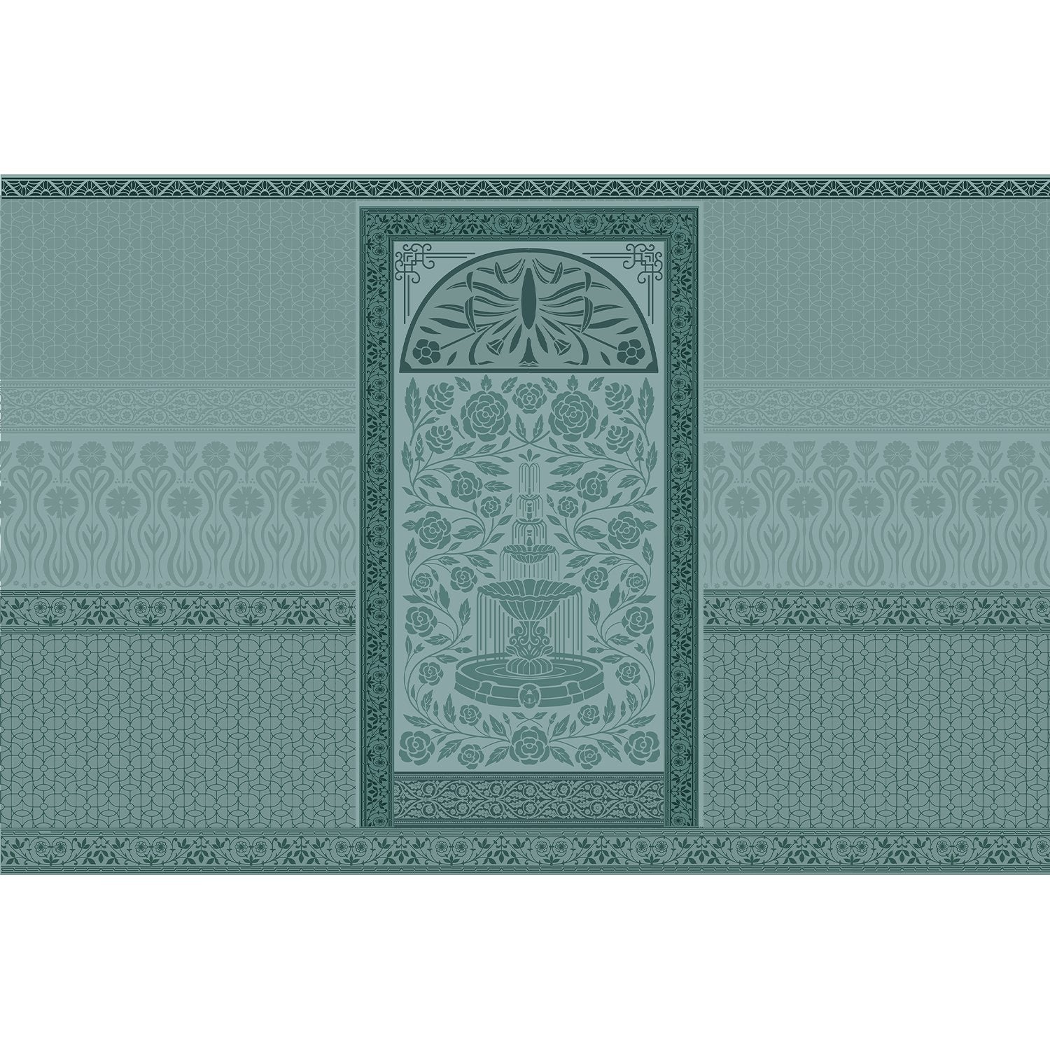 Elegant European fountain lea - "european" wallpaper mural-equal final