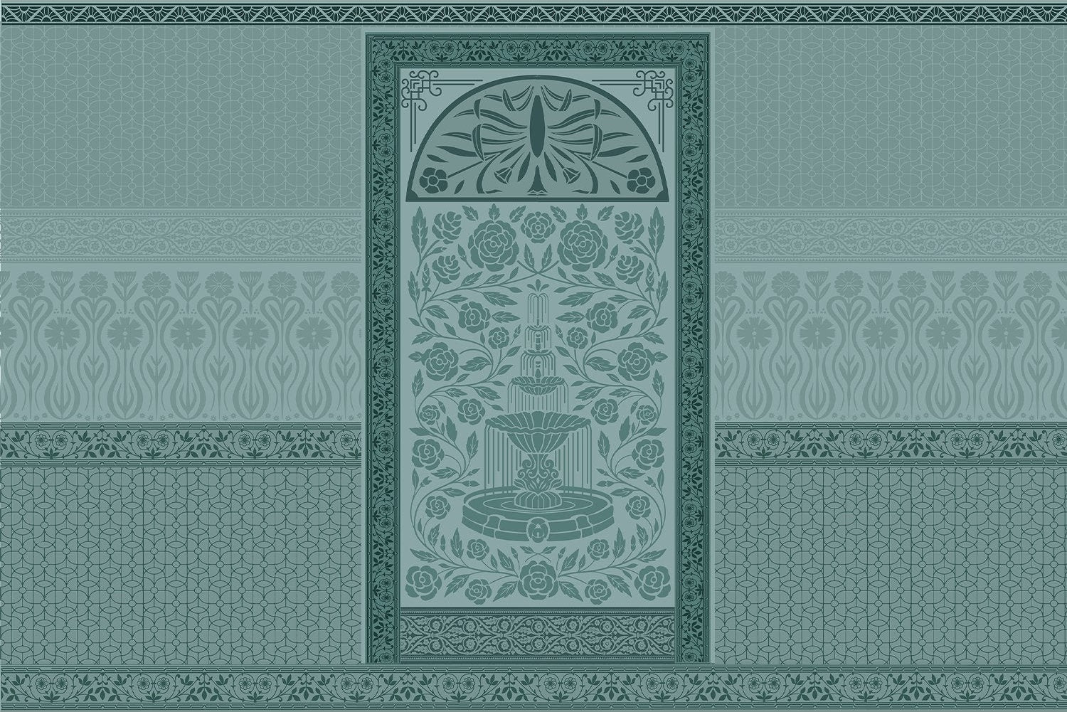 "Elegant european fountain lea - european wallpaper mural-inequal final"