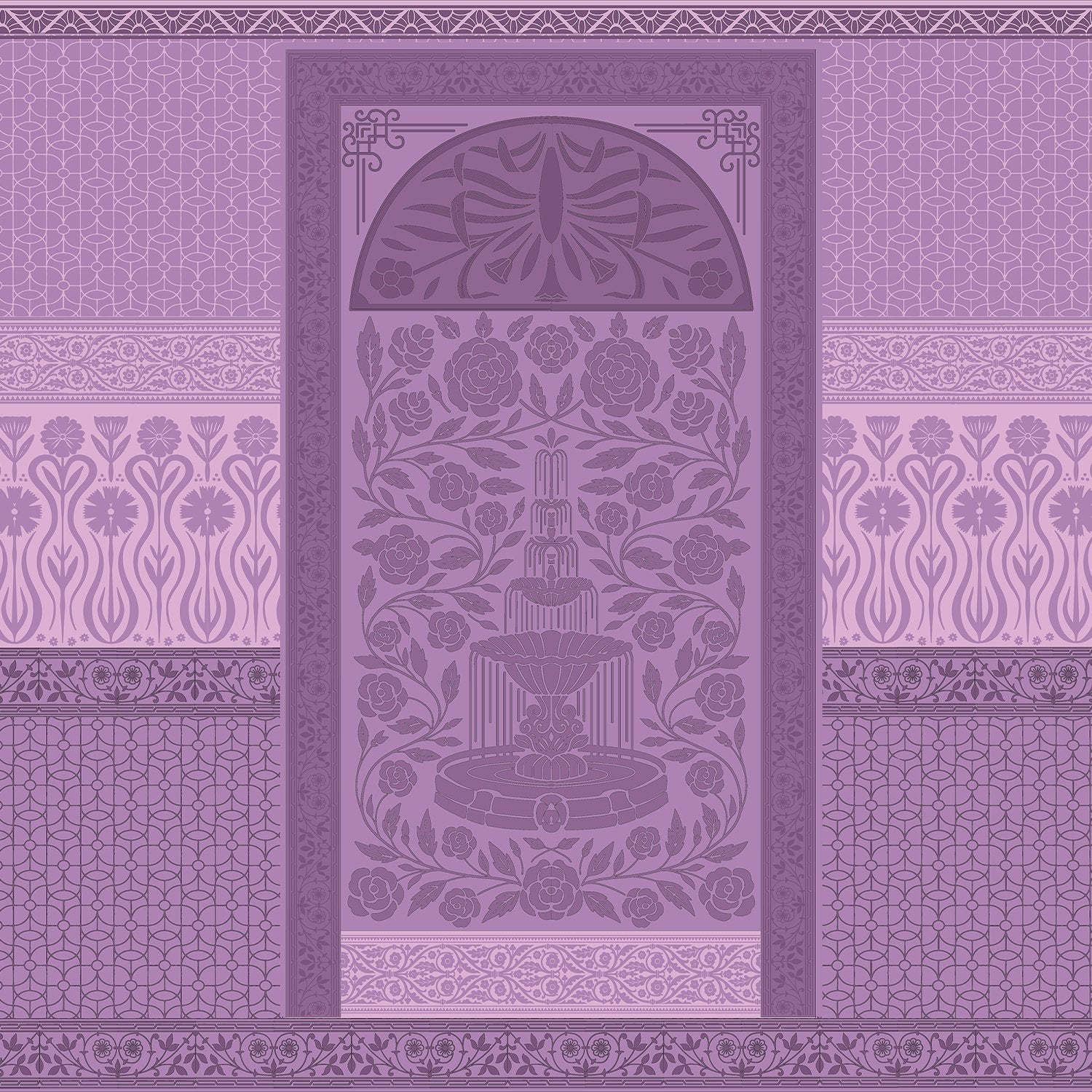 Ornate Art Nouveau fountain panel with symmetrical rose design in serene sage green tones - view 8 - final