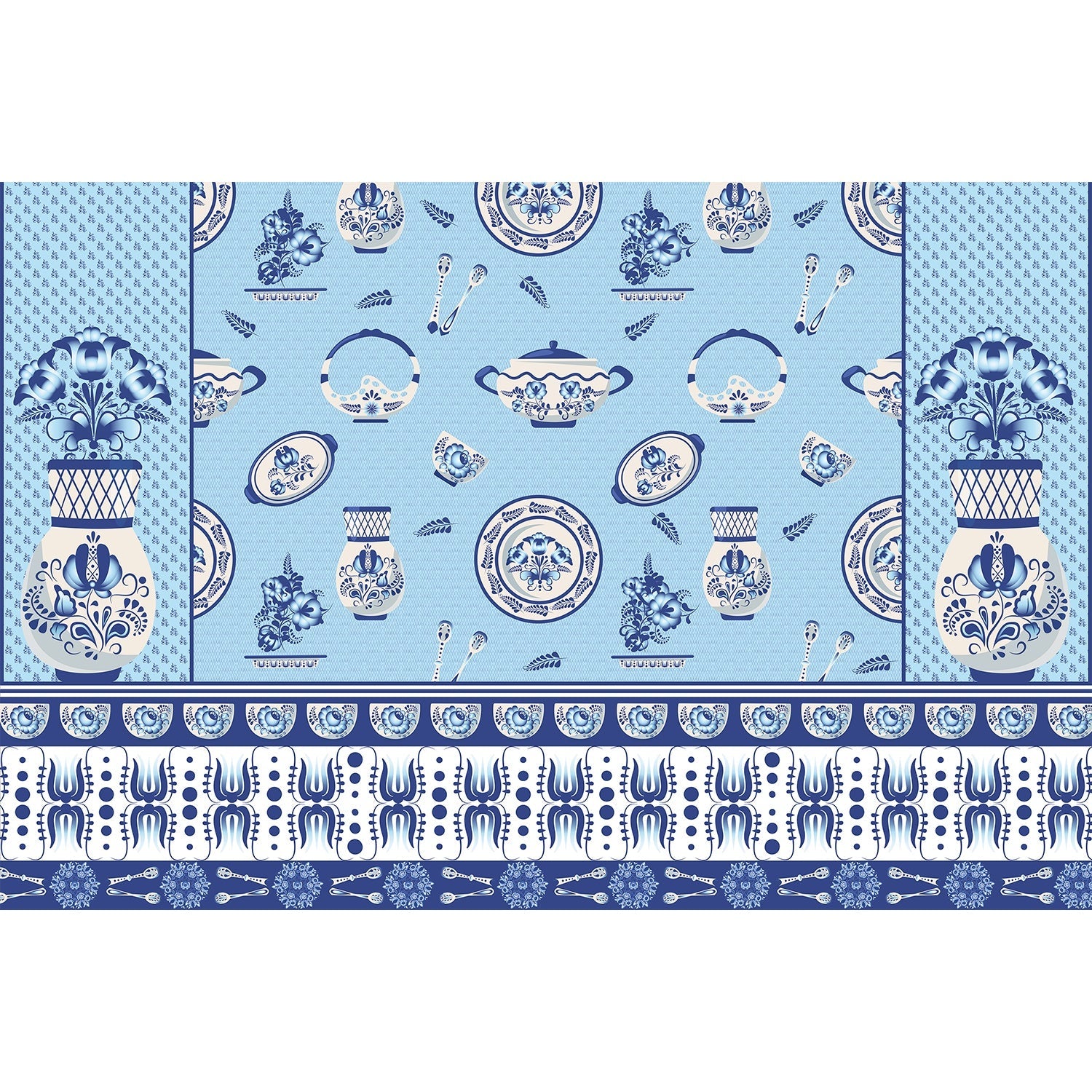 Porcelain tableware design in lea - "european" wallpaper mural-equal final