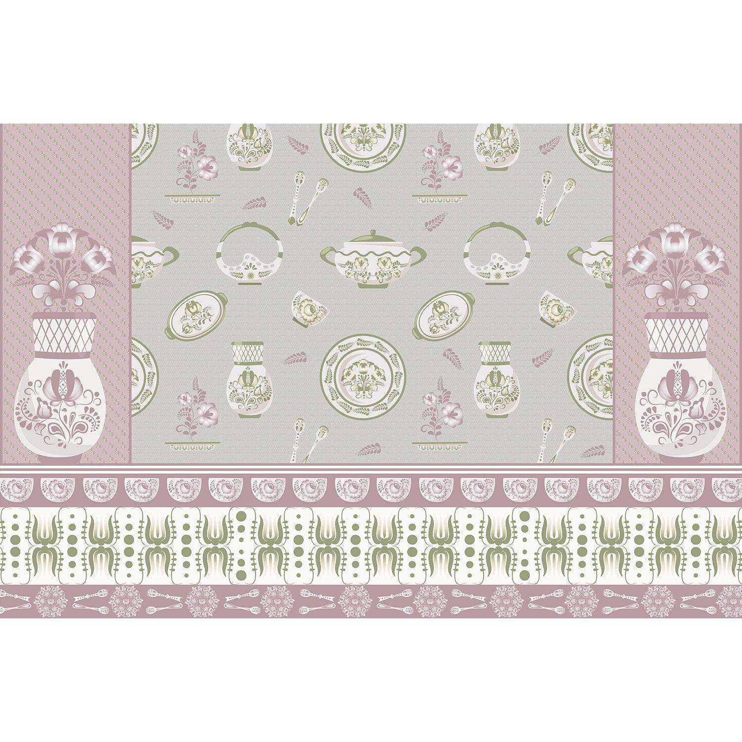 Porcelain tableware design in lea - "european" wallpaper mural-equal final