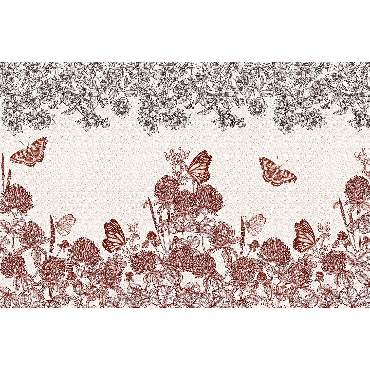 Delicate floral design in lea - "flora" wallpaper mural-equal final