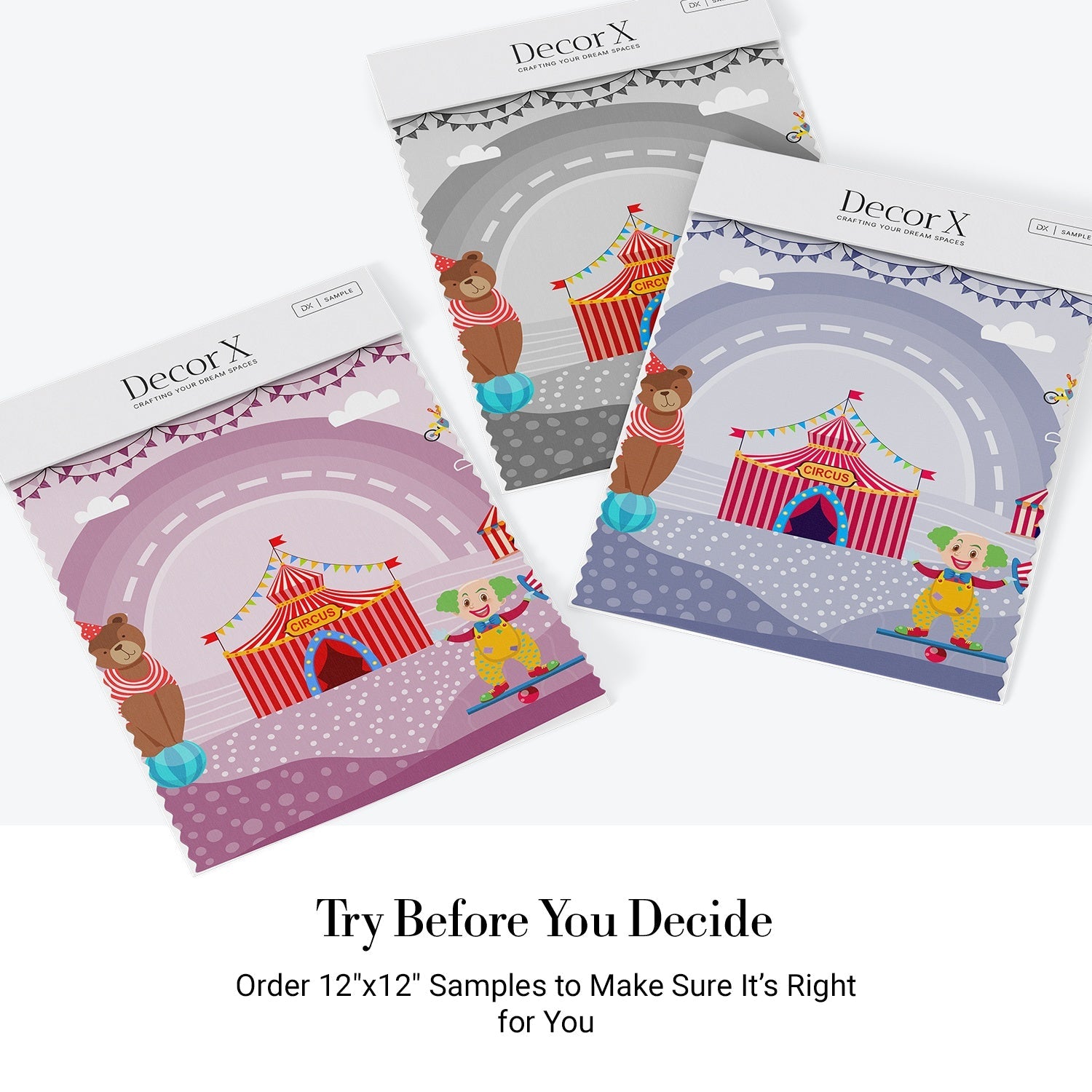 Playful circus tent scene with teddy bear and carnival elements in pink background - view 15 - final all-groups samples