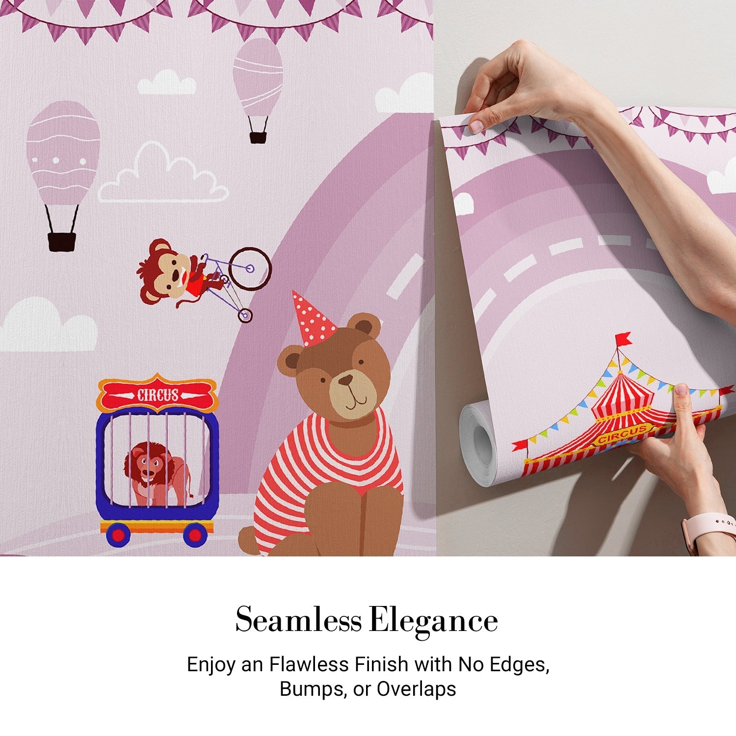 Playful circus tent scene with teddy bear and carnival elements in pink background - view 3 - final