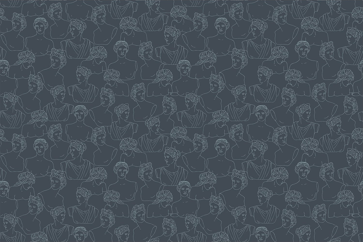 "Elegant Greek sculpture line art in lea - "art" wallpaper mural-inequal final"