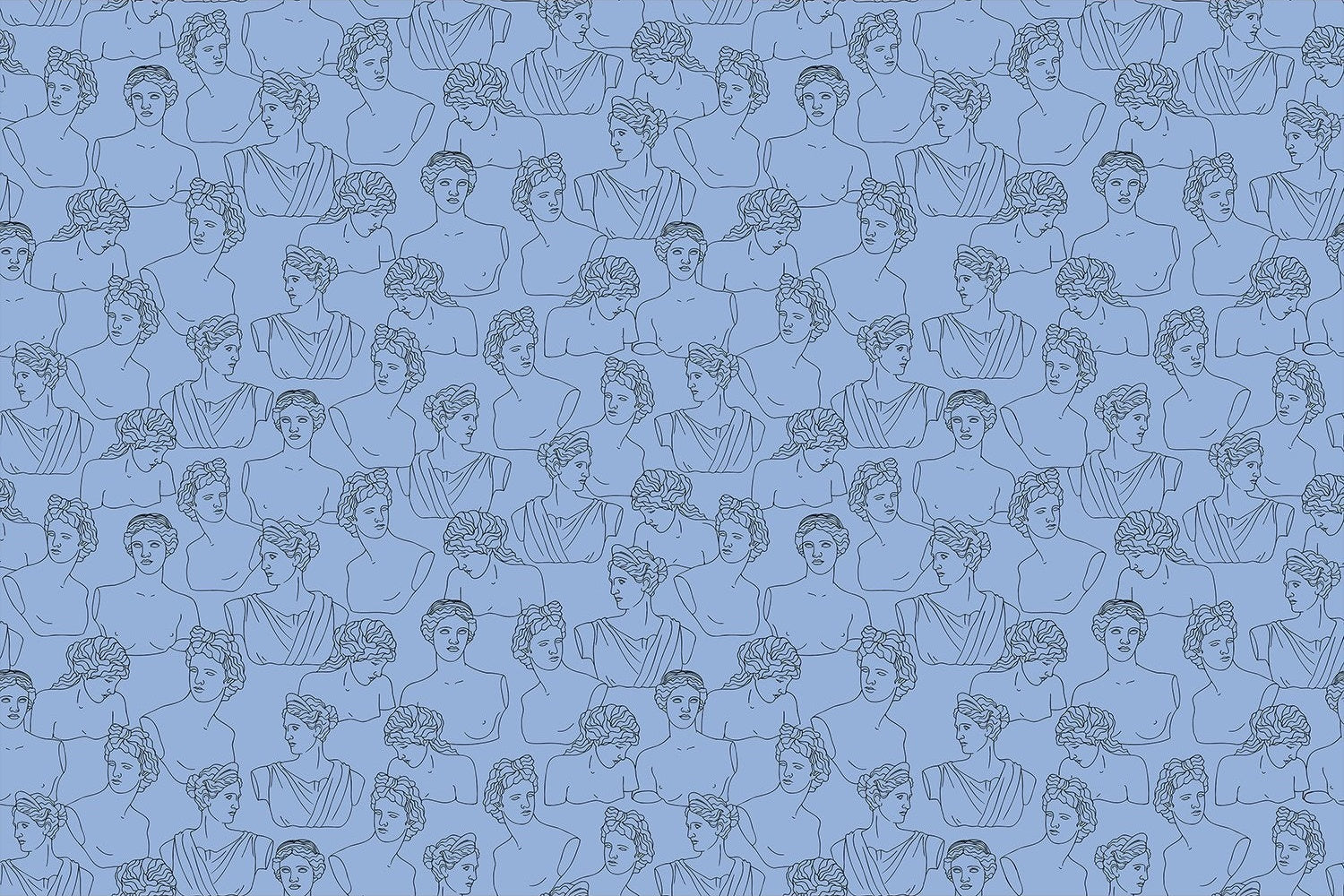 "Elegant Greek sculpture line art in lea - "art" wallpaper mural-inequal final"