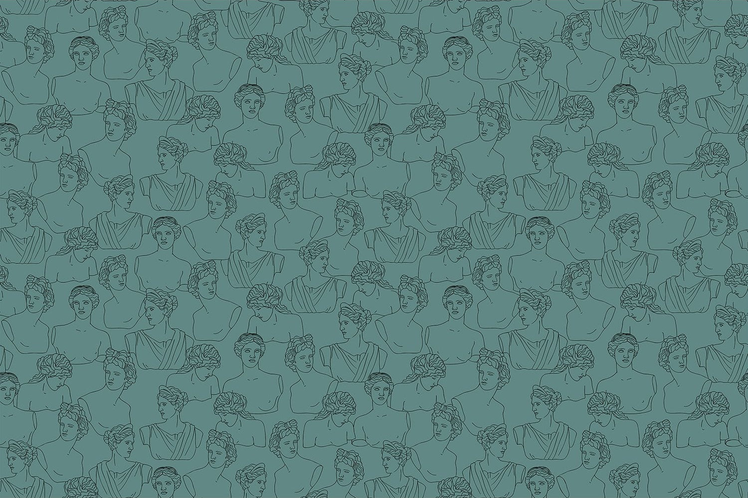 "Elegant Greek sculpture line art in lea - "art" wallpaper mural-inequal final"