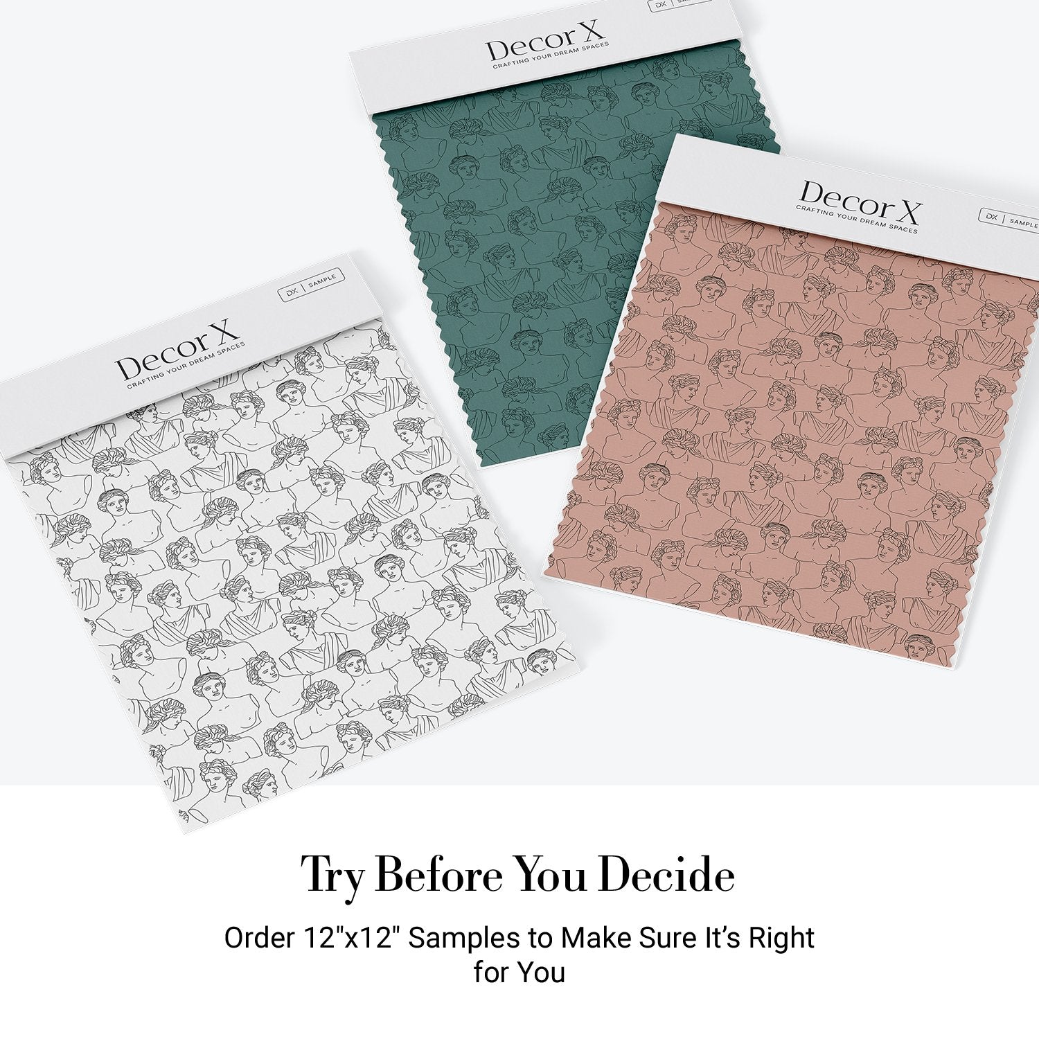 Modern minimalist continuous line drawings create repeating portrait motifs in monochrome gray style - view 23 - final all-groups samples