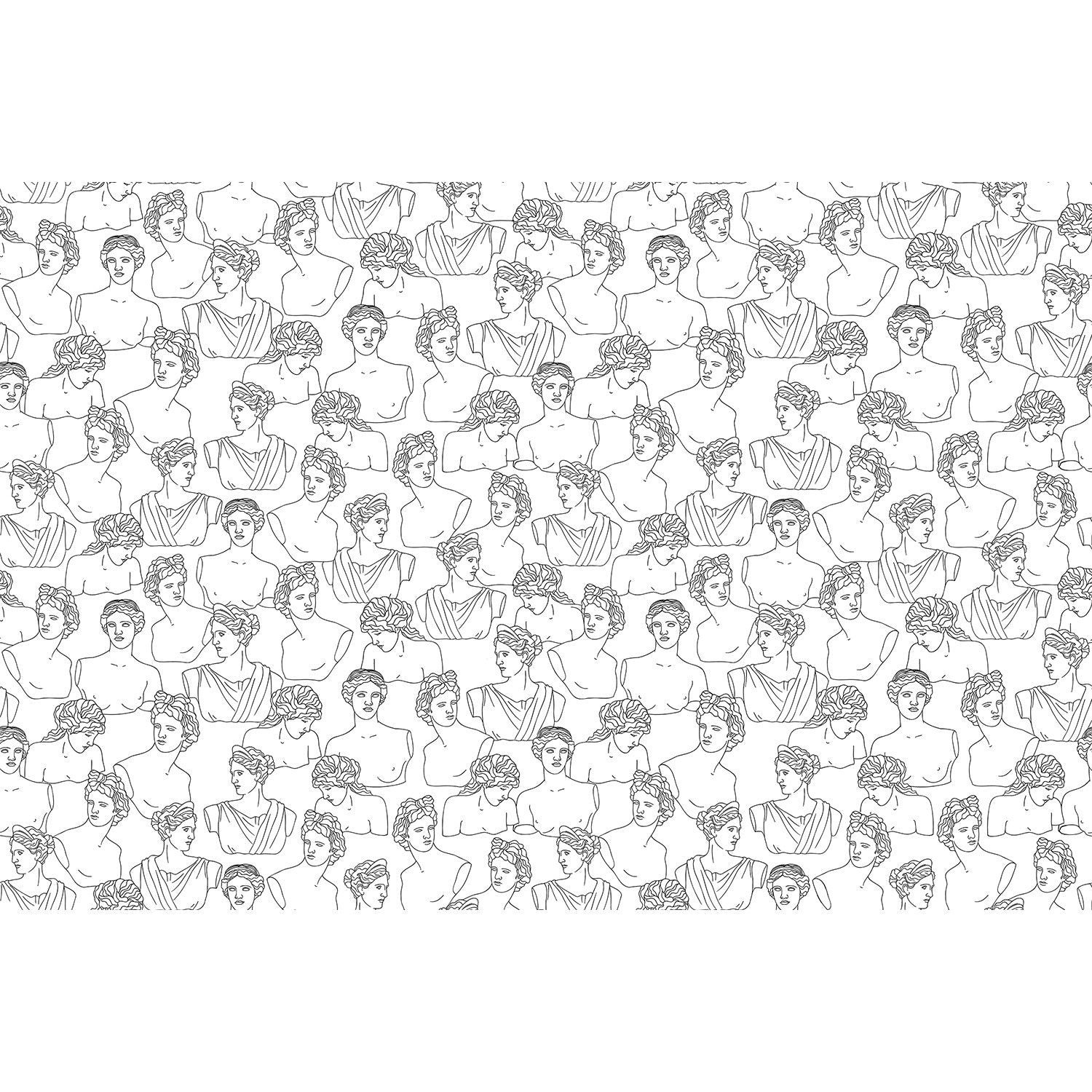 "Elegant Greek sculpture line art in lea - "art" wallpaper mural-equal final"