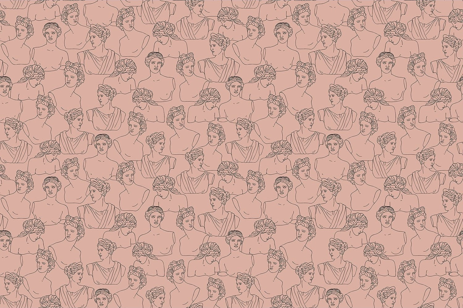 "Elegant Greek sculpture line art in lea - "art" wallpaper mural-inequal final"