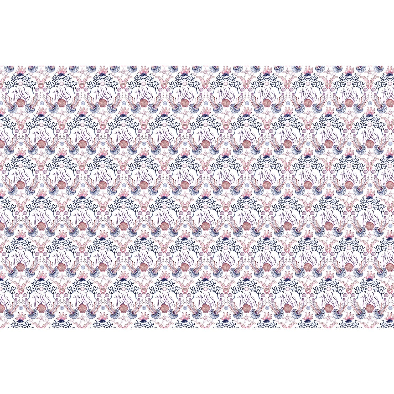 repeat-full-square Repeating damask pattern with coral branches and delicate botanical elements in peach and gray - view 18 - final