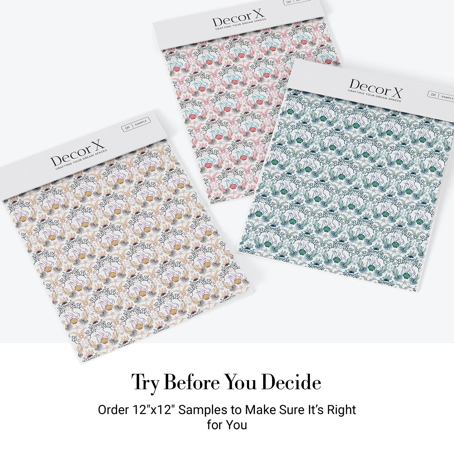 Repeating damask pattern with coral branches and delicate botanical elements in peach and gray - view 26 - final all-groups samples