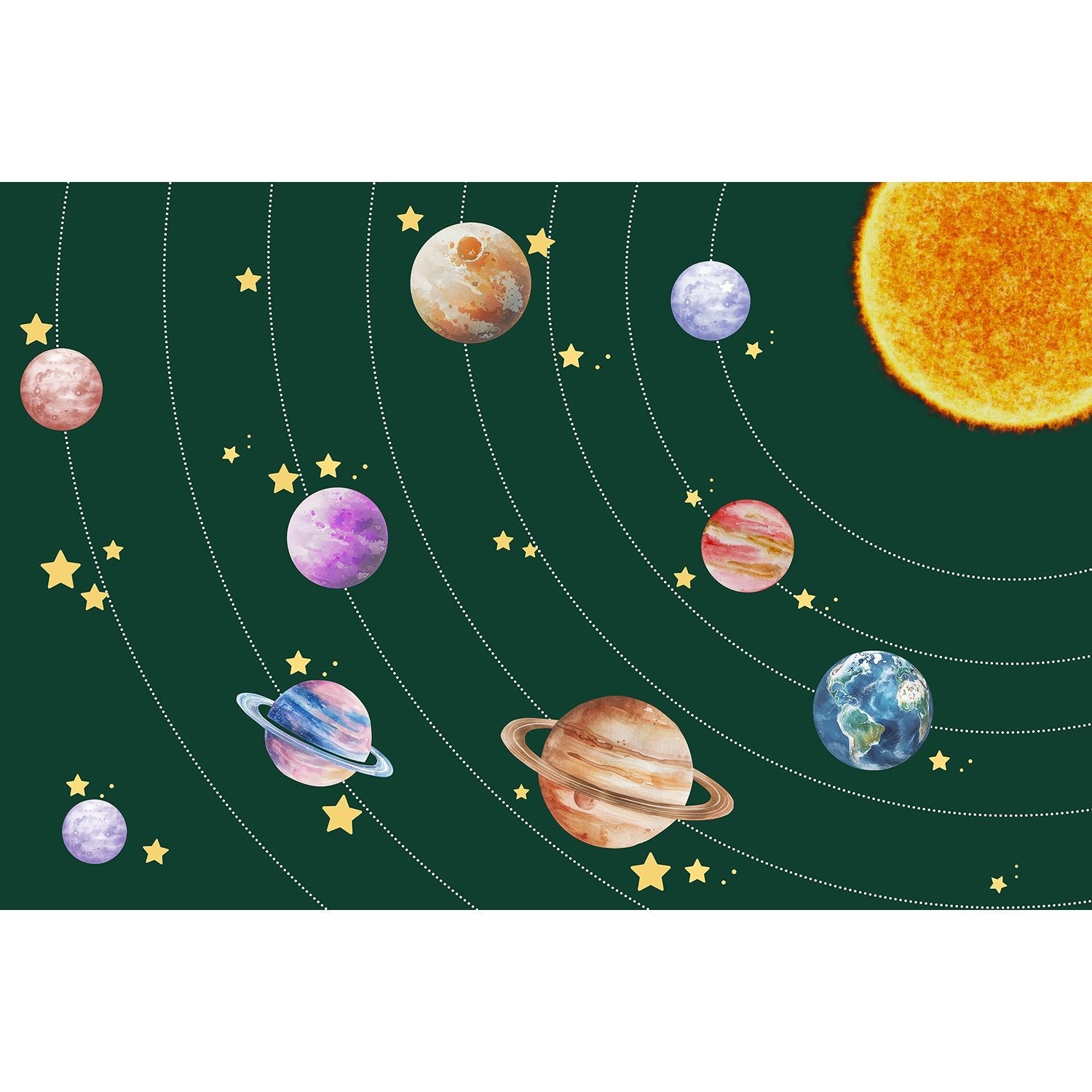 "Cosmic solar system design in lea - kids wallpaper mural-equal final"