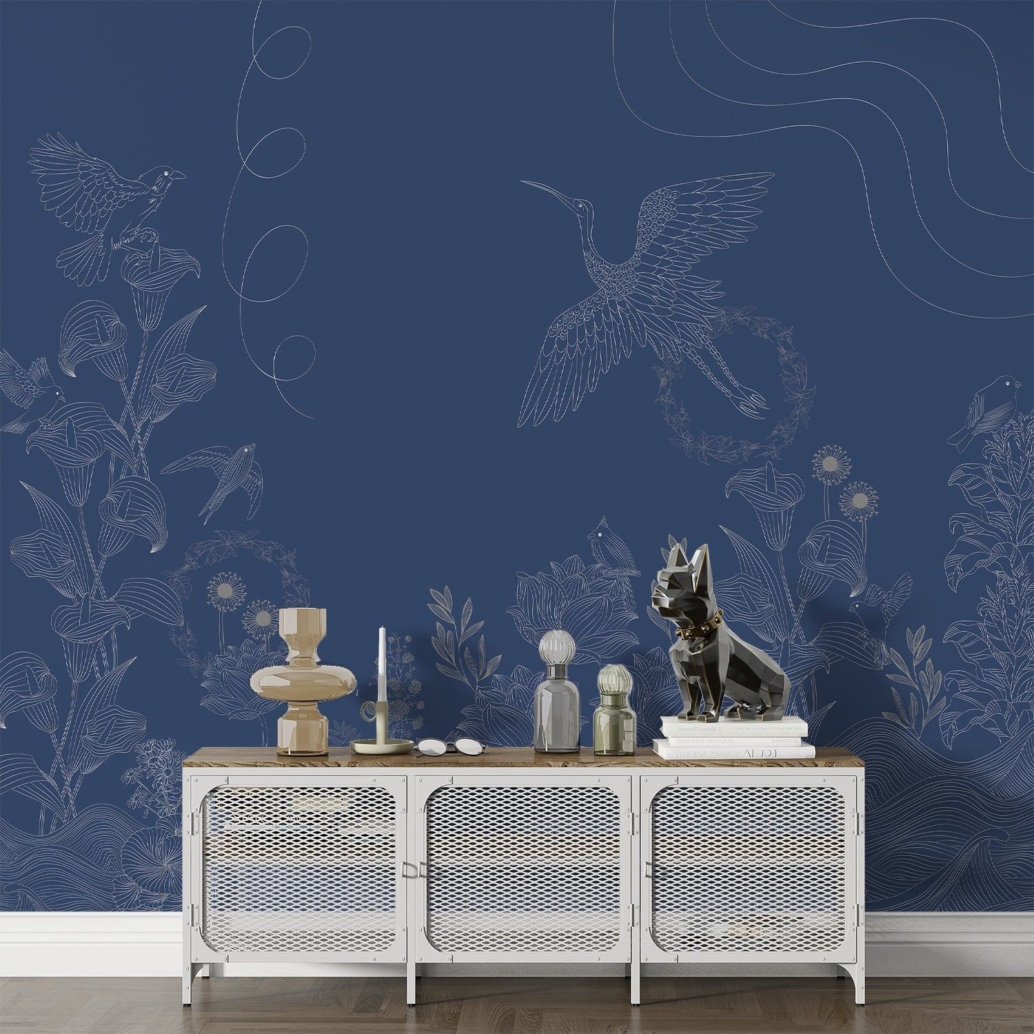 Luxurious brown and copper birds with floral motifs in elegant Asian-inspired style - view 11 - final