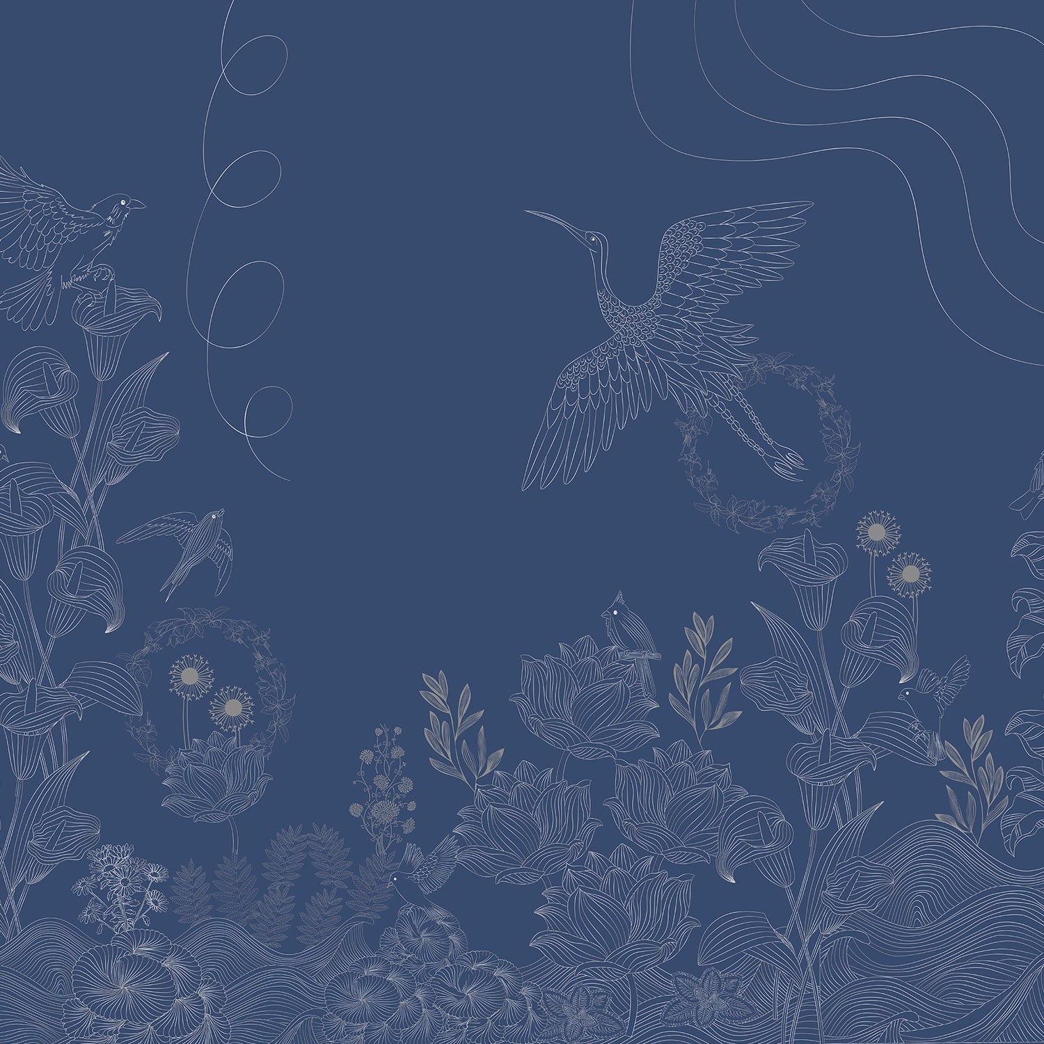 Luxurious brown and copper birds with floral motifs in elegant Asian-inspired style - view 12 - final