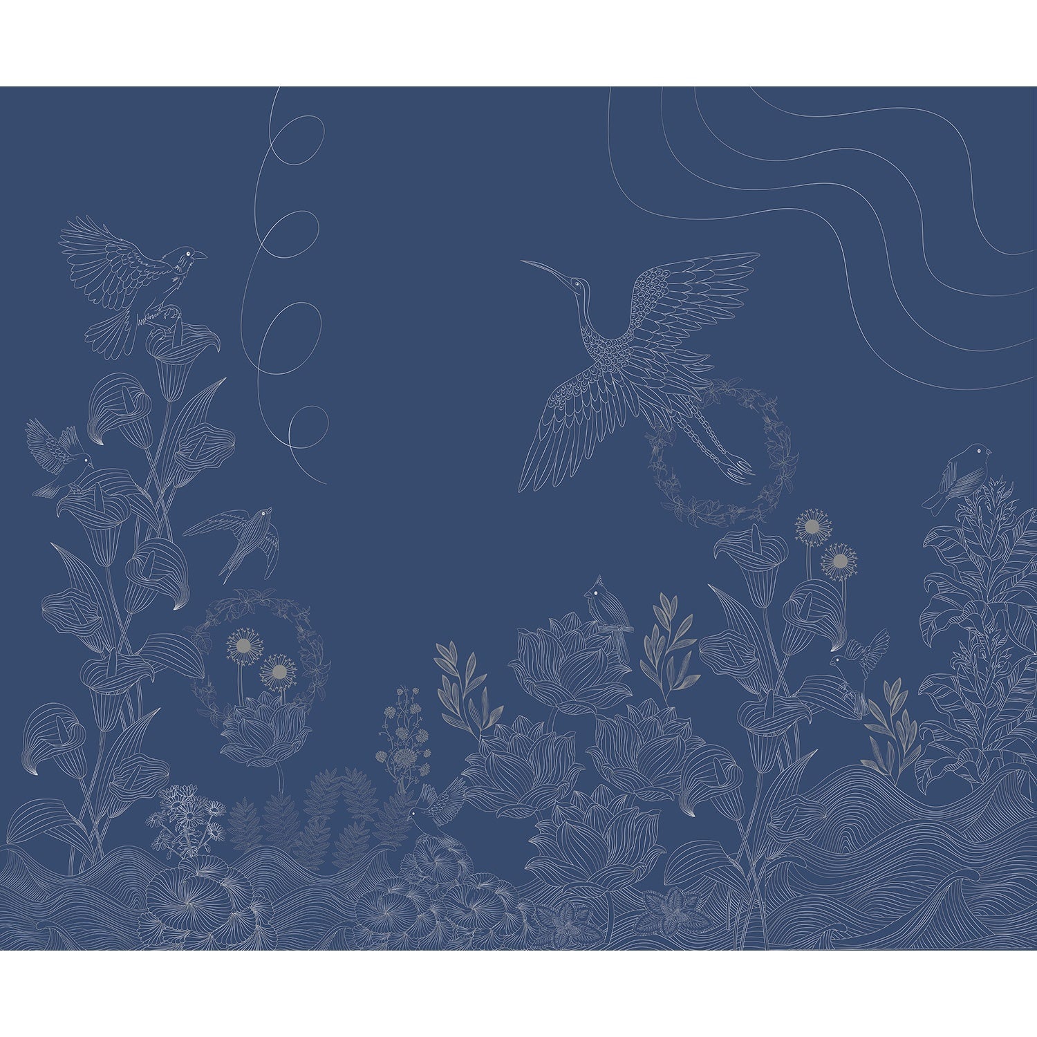 Nature's avian and floral enchantment in lea - "flora" wallpaper mural-equal final