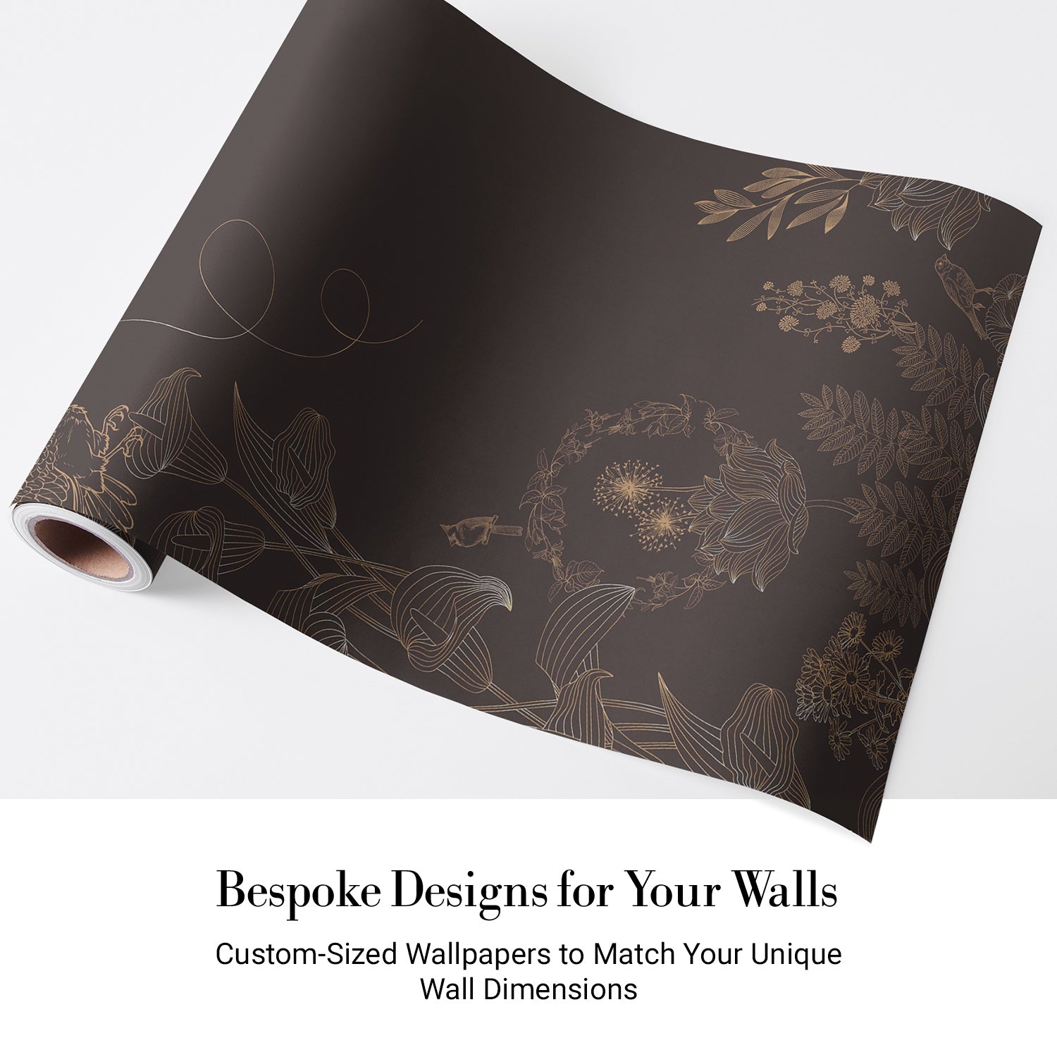 Luxurious brown and copper birds with floral motifs in elegant Asian-inspired style - view 4 - final