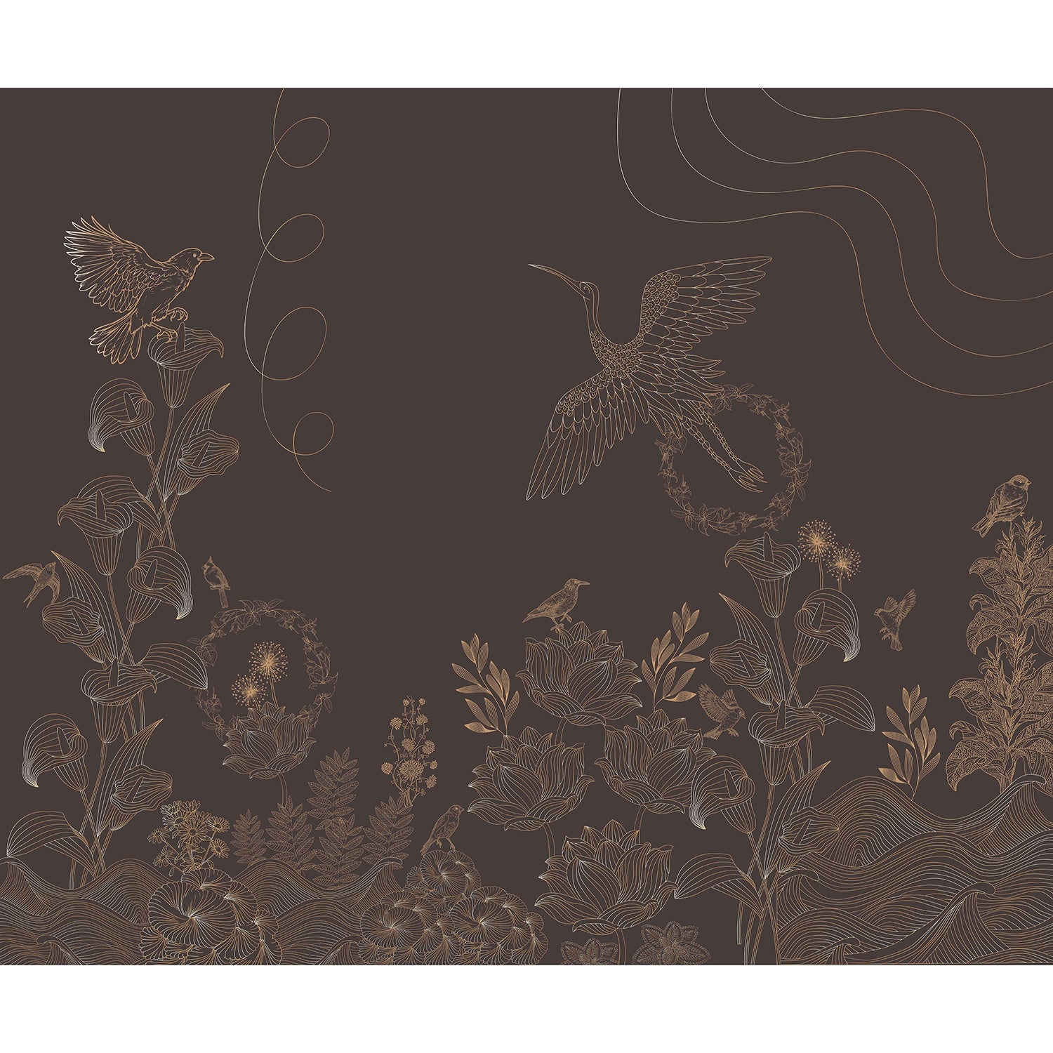 Nature's avian and floral enchantment in lea - "flora" wallpaper mural-equal final