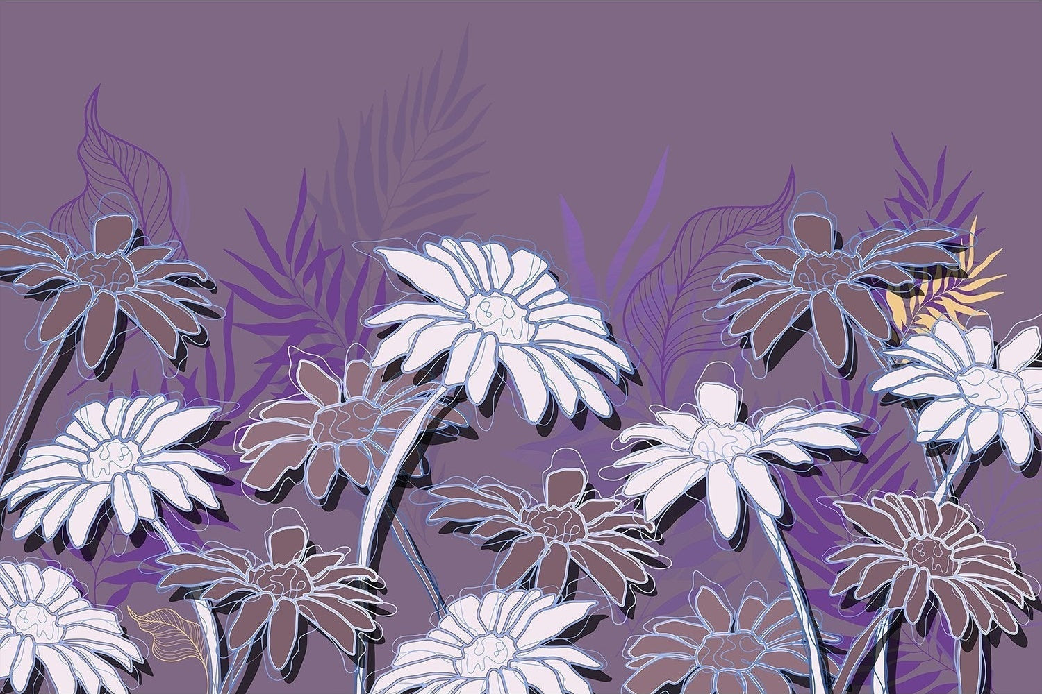 Elegant lea floral design - "flora" wallpaper mural-inequal final