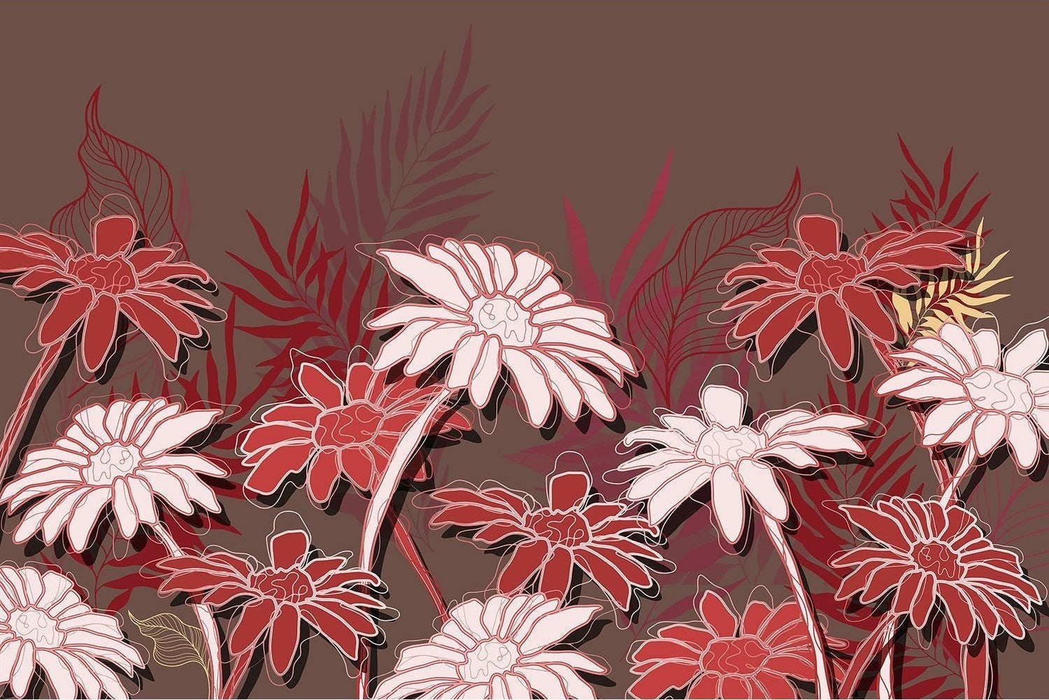 Elegant lea floral design - "flora" wallpaper mural-inequal final