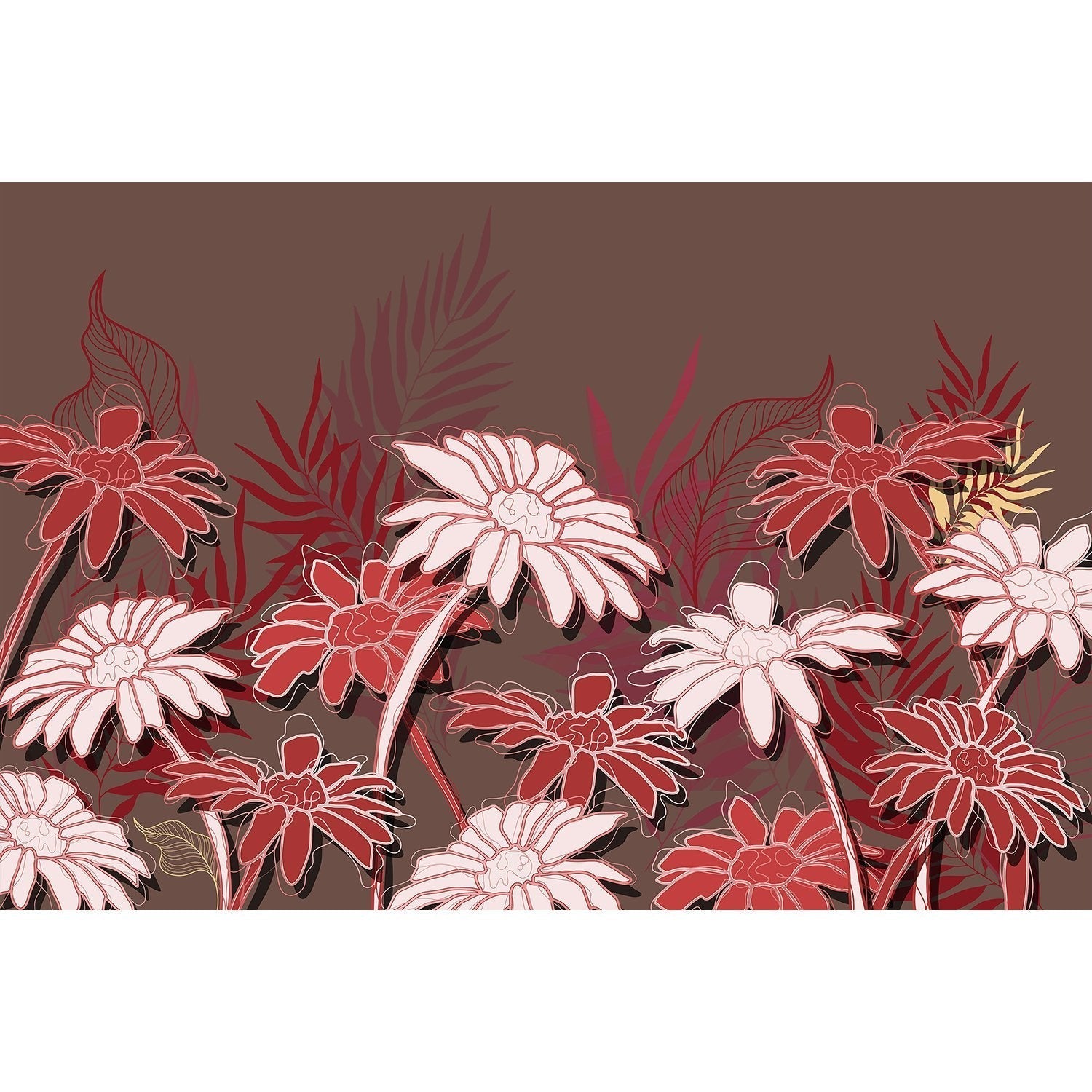 Elegant lea floral design - "flora" wallpaper mural-equal final