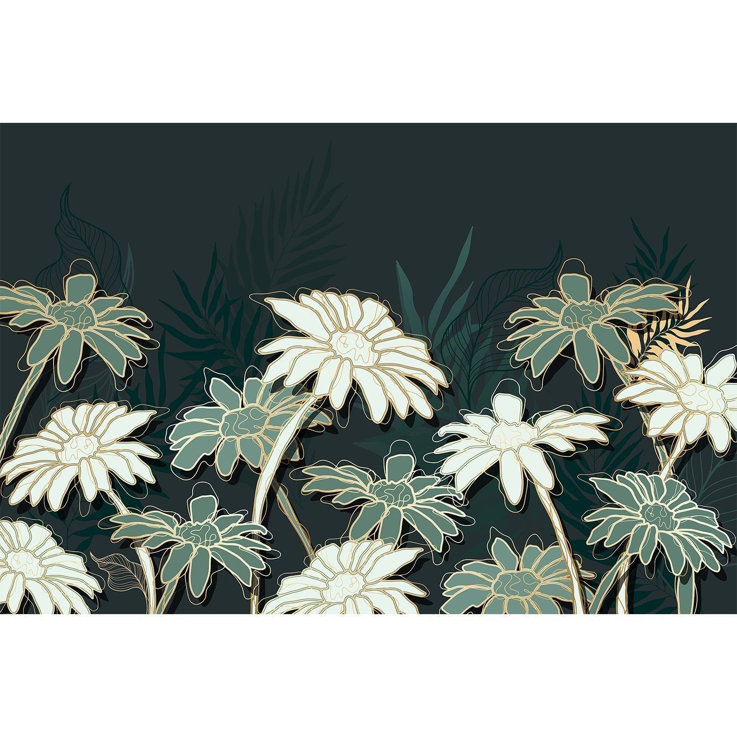 Elegant lea floral design - "flora" wallpaper mural-equal final