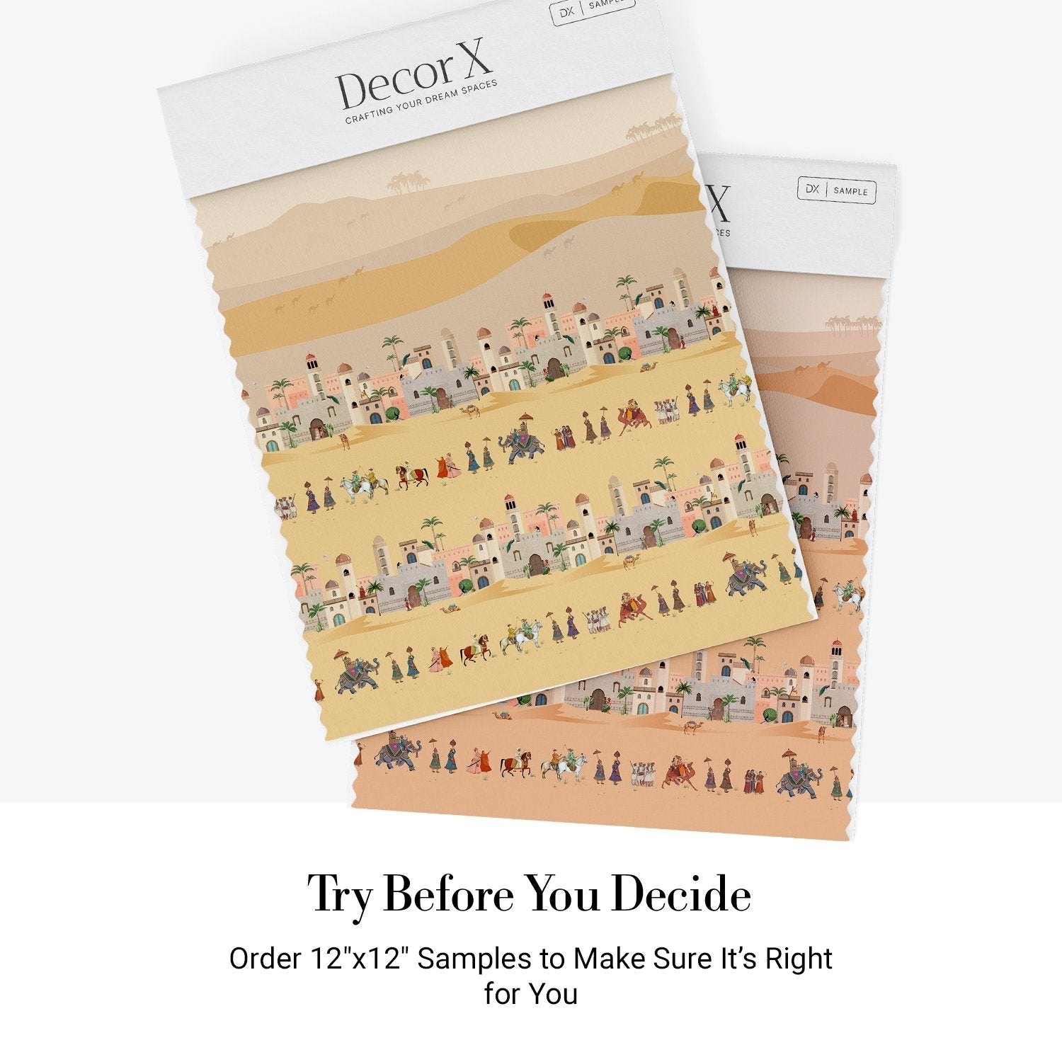 Traditional Middle Eastern desert scene with repeating palace architecture and cultural procession motifs - view 11 - final all-groups samples