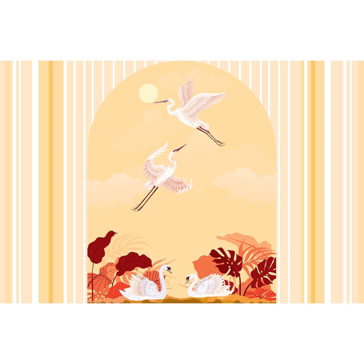 Moonlit swan elegance lea - "peace and serenity" wallpaper mural-equal final