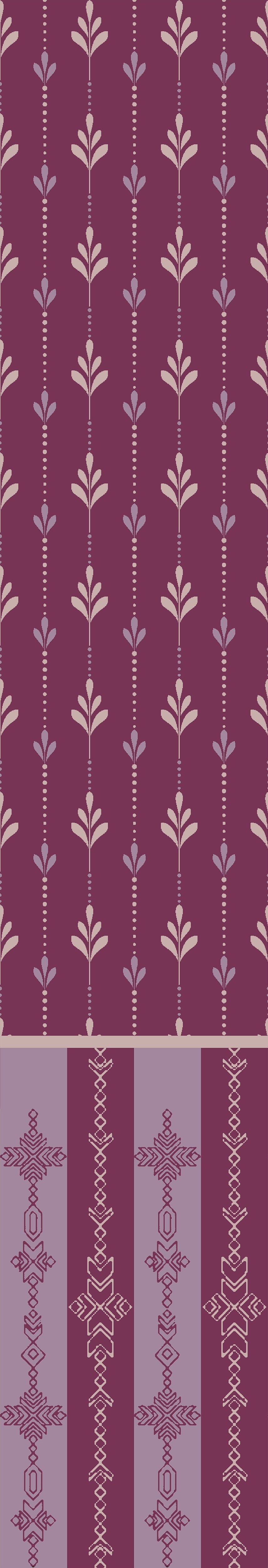 Vertical arrow motifs and stripes in deep green with modern floating shelves and furniture - view 11 - repeat-original - final