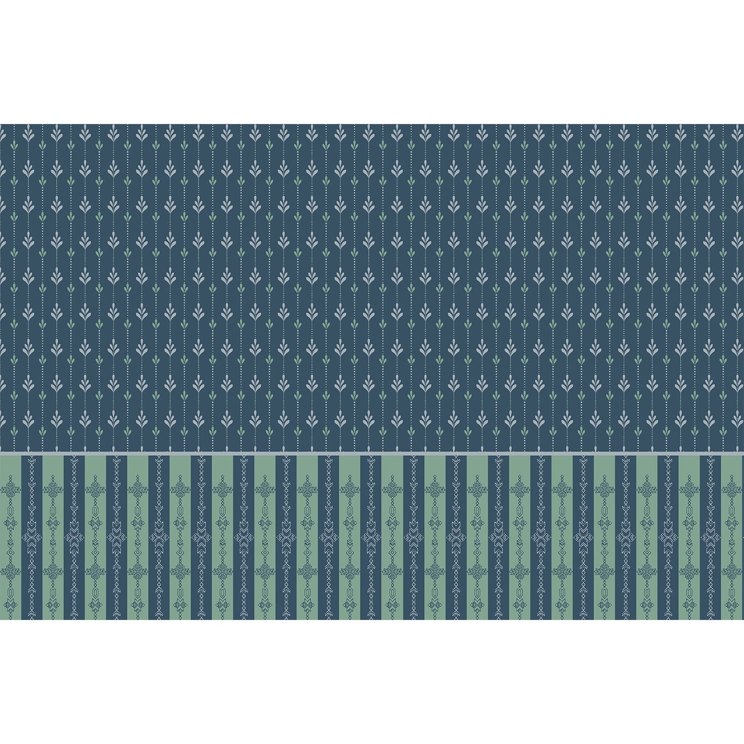 repeat-full-square Vertical arrow motifs and stripes in deep green with modern floating shelves and furniture - view 15 - final