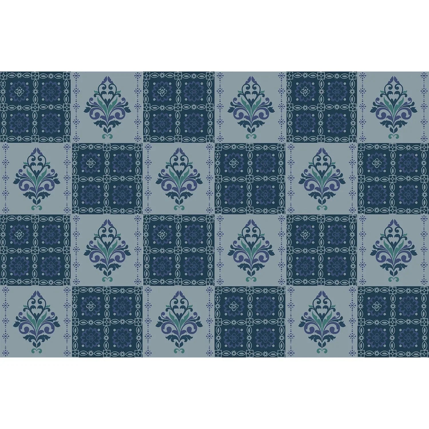 Alternating green damask medallions in checkerboard layout with ornate Victorian style decorative elements - view 12 - final