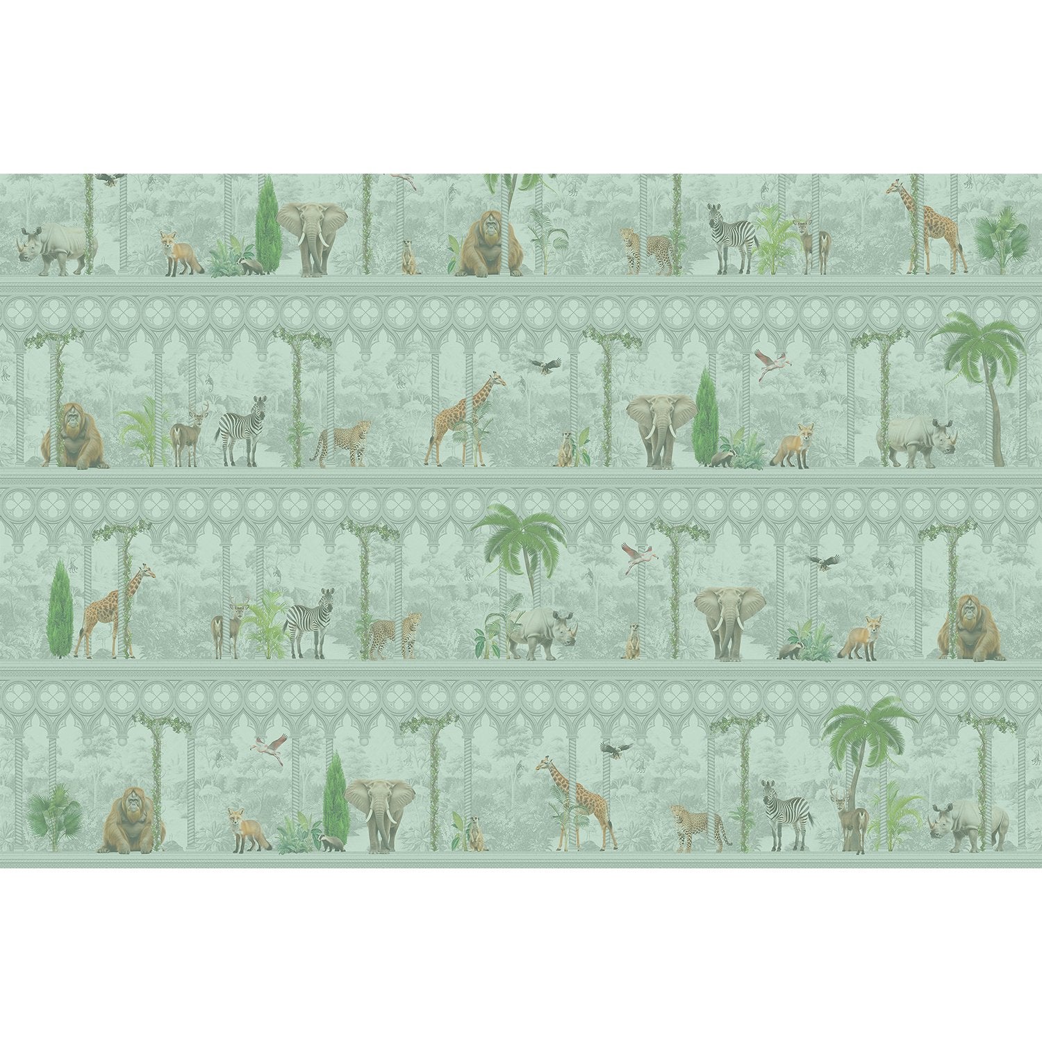 "Tropical wildlife safari oasis lea - tropical wallpaper mural-equal final"